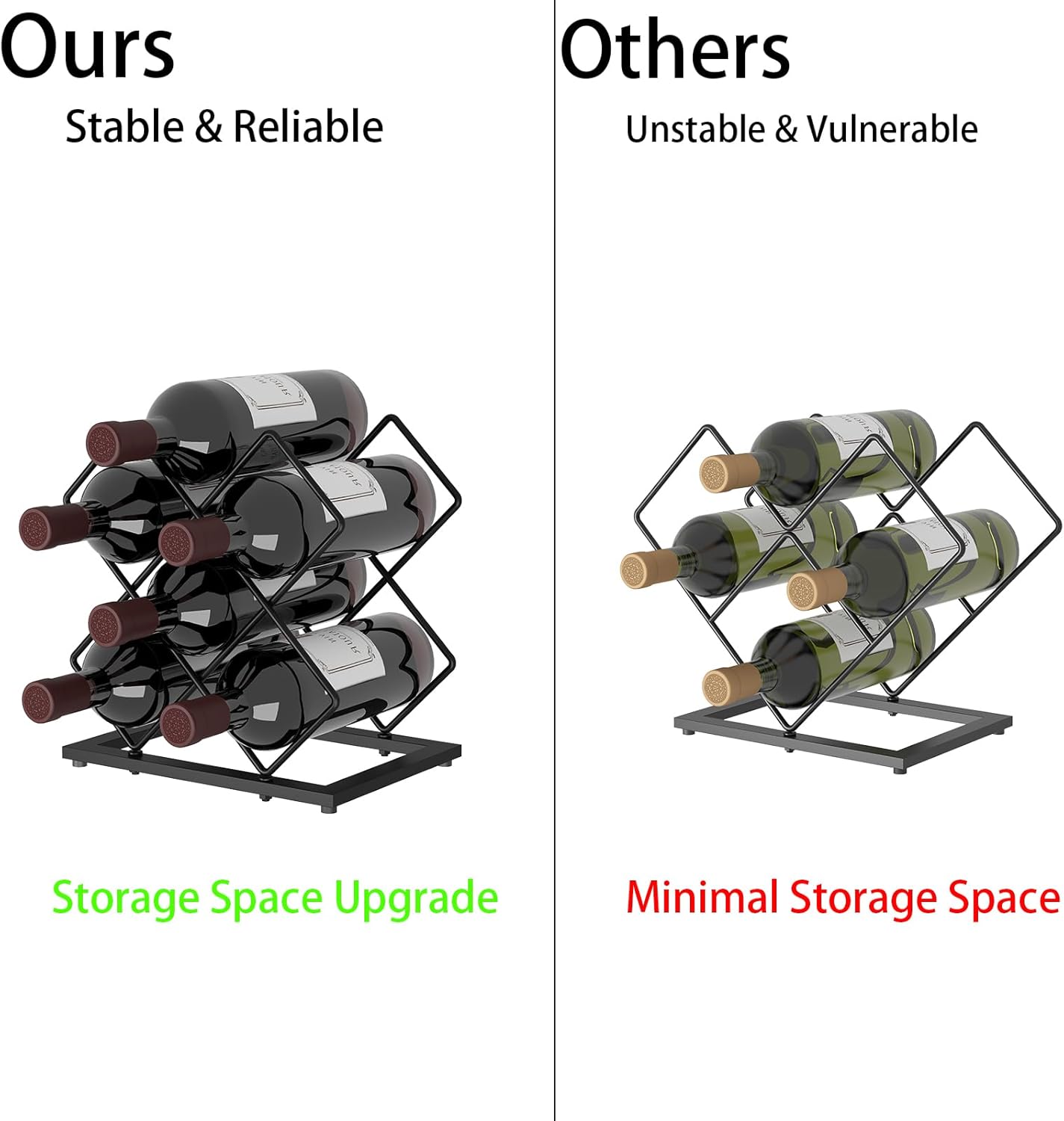 KOKSTOP 6-Bottle Countertop Wine Rack Modern Black Metal Holder