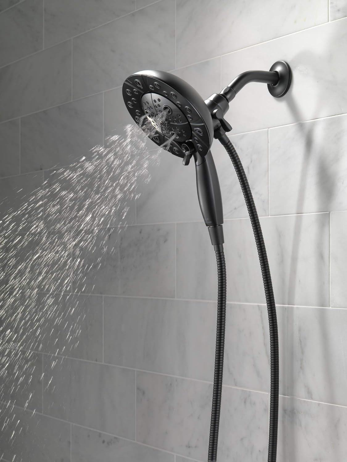 Delta H2Okinetic 5-Spray Dual Shower Head with Handheld and Matte Black Docking