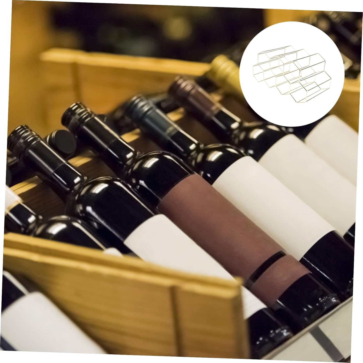 Hemoton 7-Bottle Metal Wine Display Rack