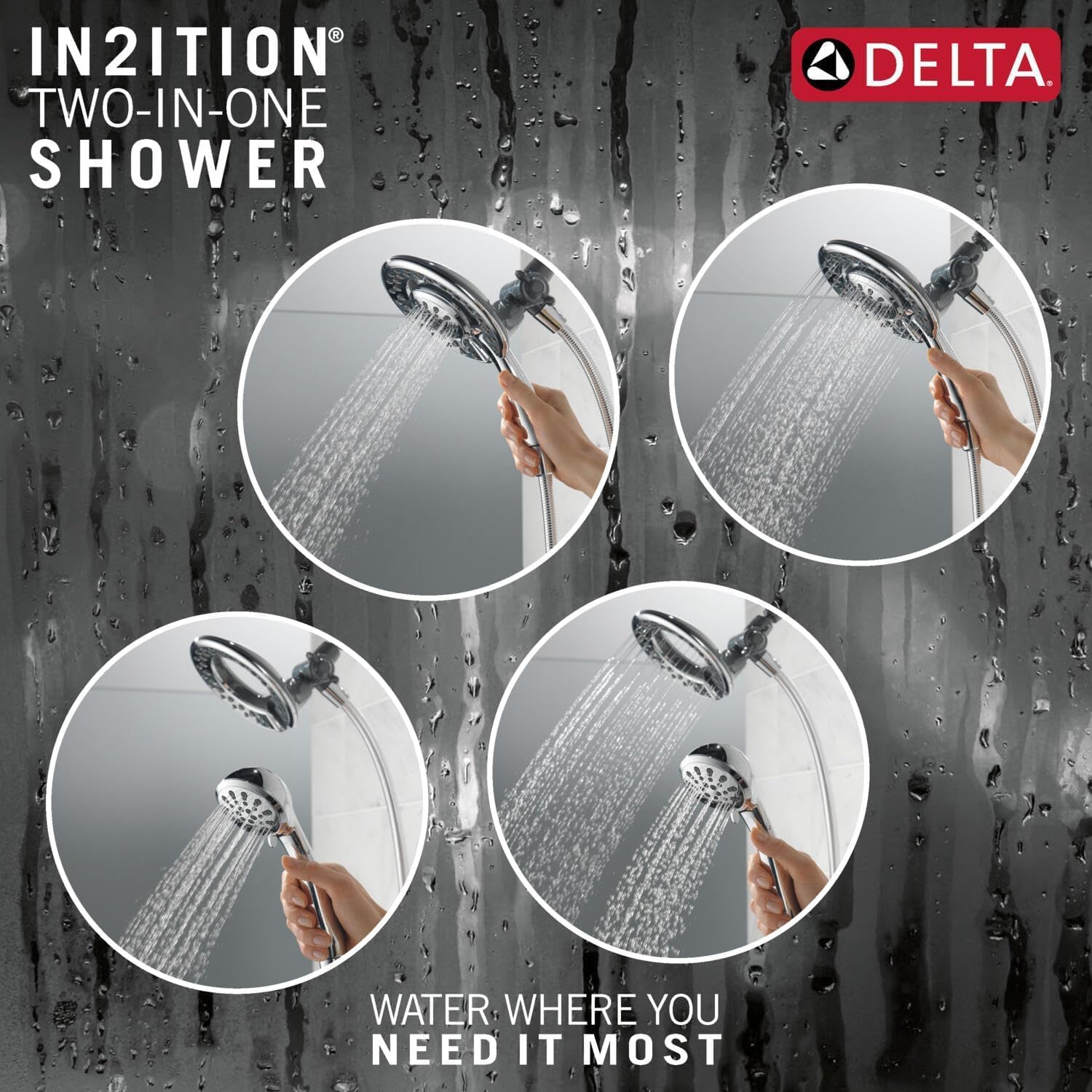Delta In2ition 4 Setting 2-in-1 Handheld and Showerhead Chrome