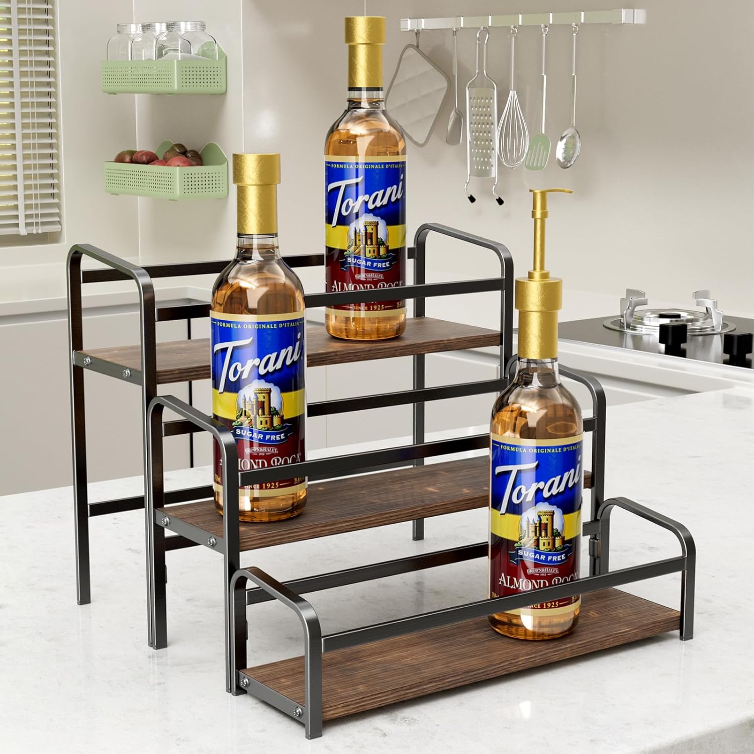 3-Tier Coffee Syrup Rack with 12-Bottle Capacity
