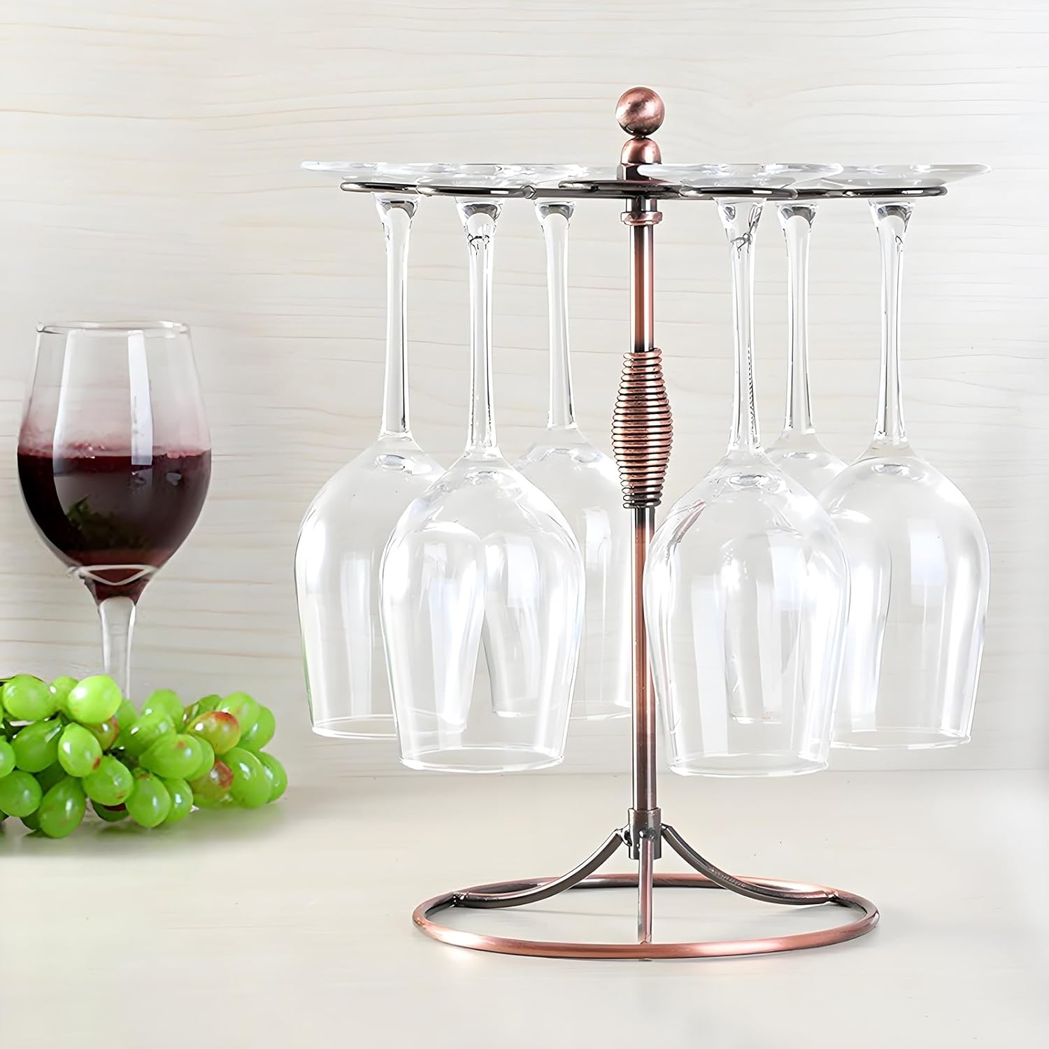 GeLive Bronze Wine Glass Holder Stand 6 Hooks Antiqued Artistic Style