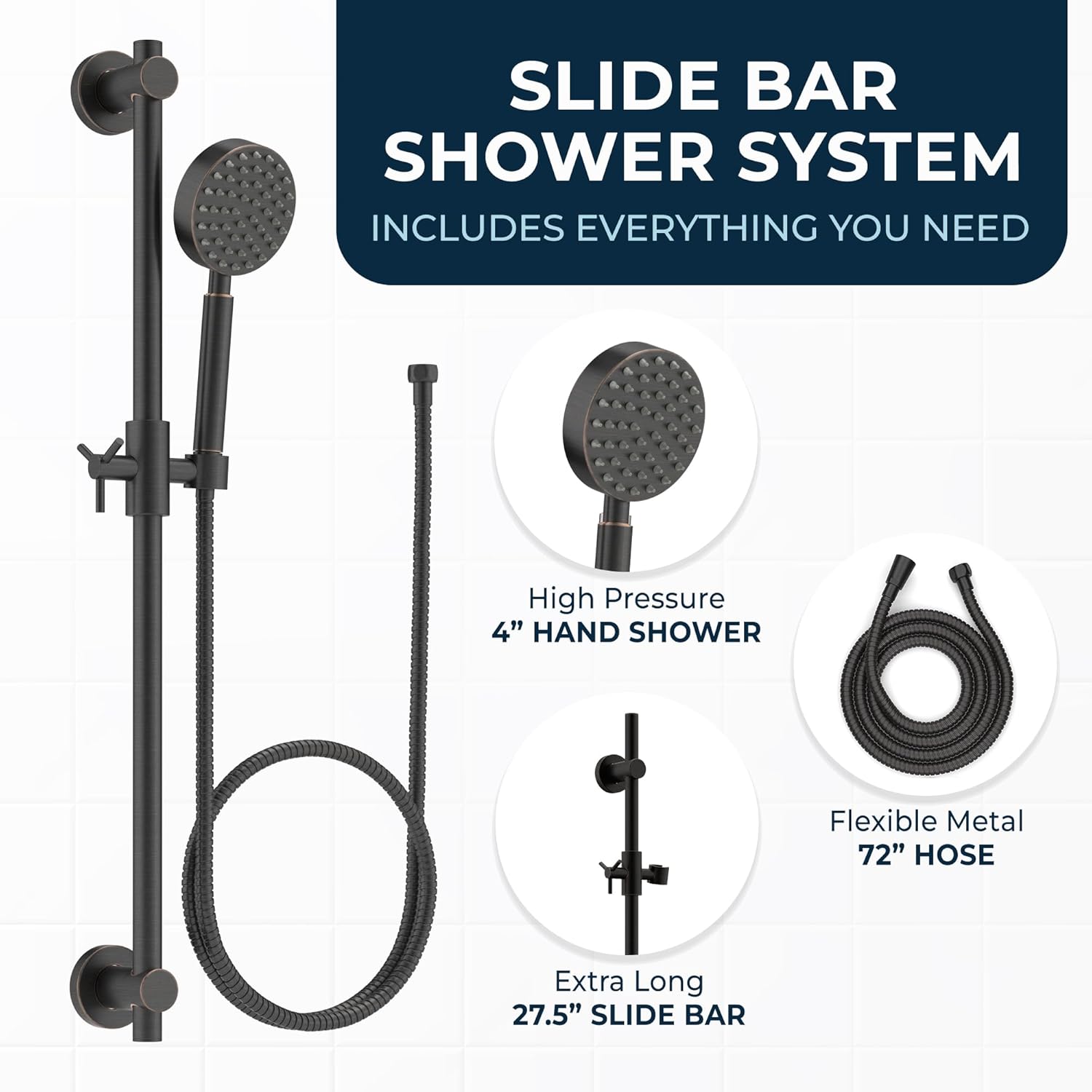 HammerHead Showers All Metal Slide Bar Set with Handheld 1