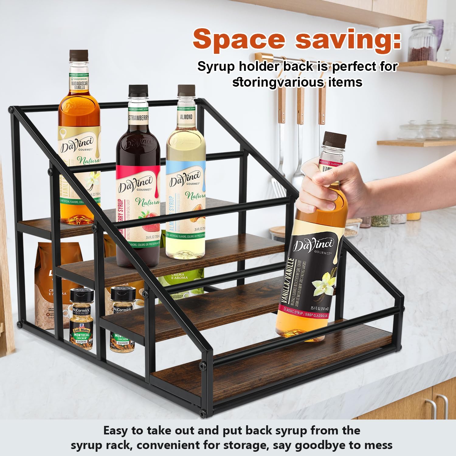 YQBRAO Coffee Syrup Rack Organizer 2 Pack 4 Tier