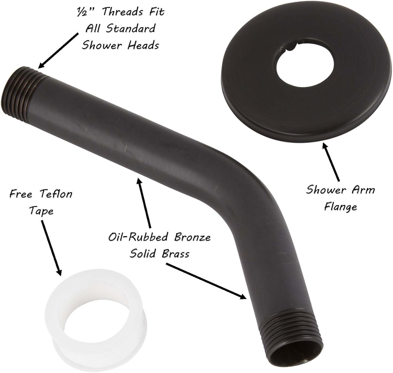 6 Inch Shower Arm - Oil-Rubbed Bronze Durable Stainless Steel