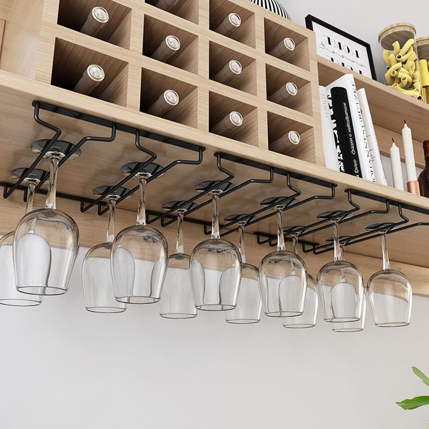V3VOGUE 2 Row Stemware Holder Wine Glass Hanger Rack