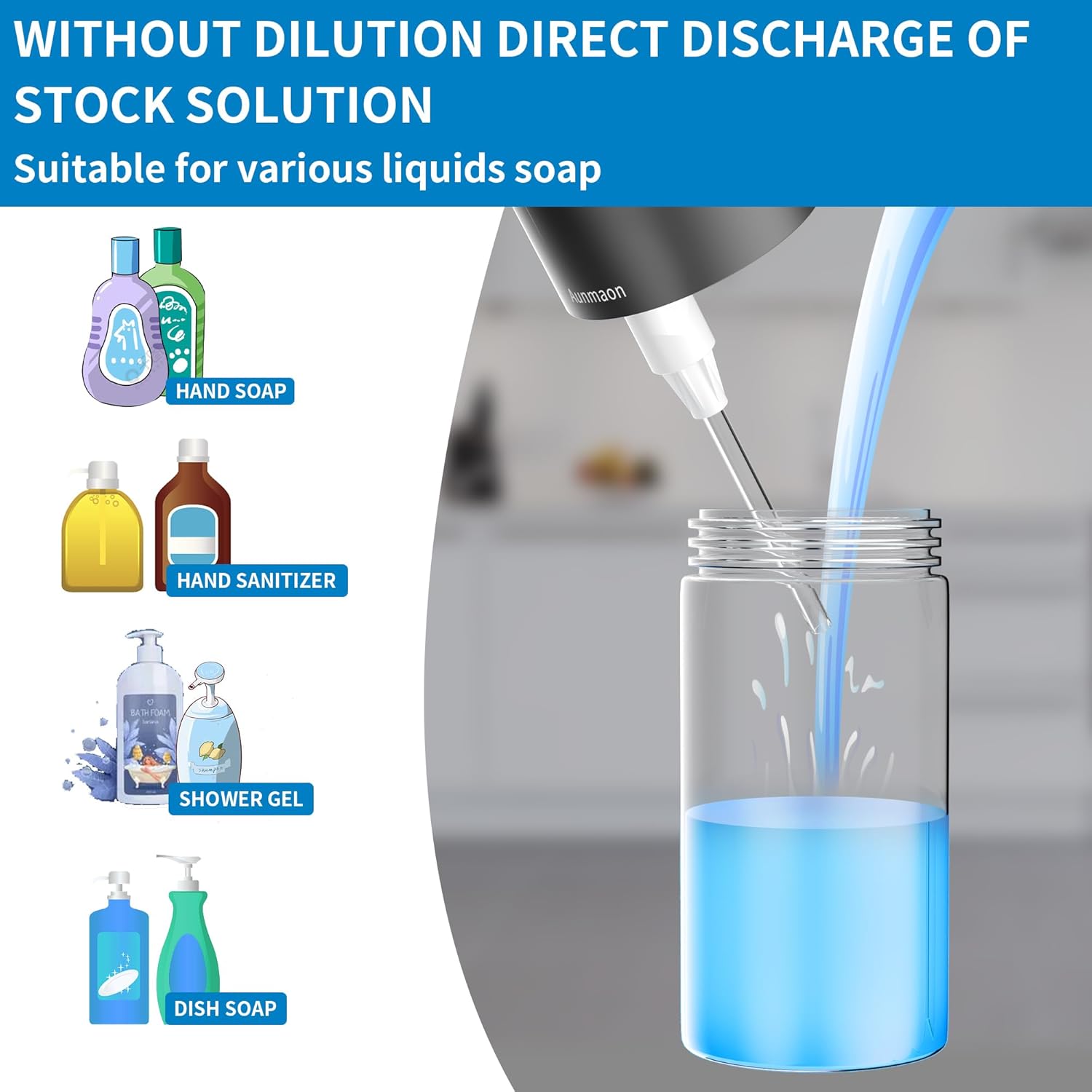 Aunmaon Automatic Touchless Hand Soap Dispenser with 15 Levels Adjustment