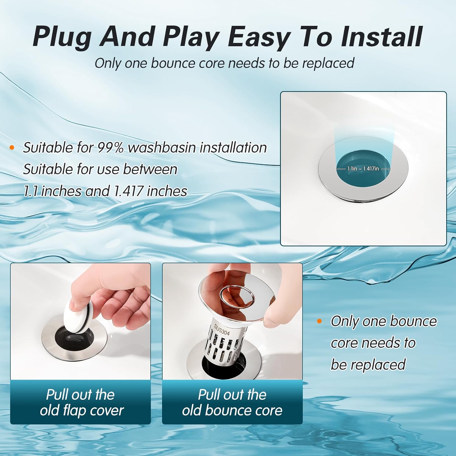 ZONCIHO Pop-Up Drain Strainer for 11-142 Inch Sinks