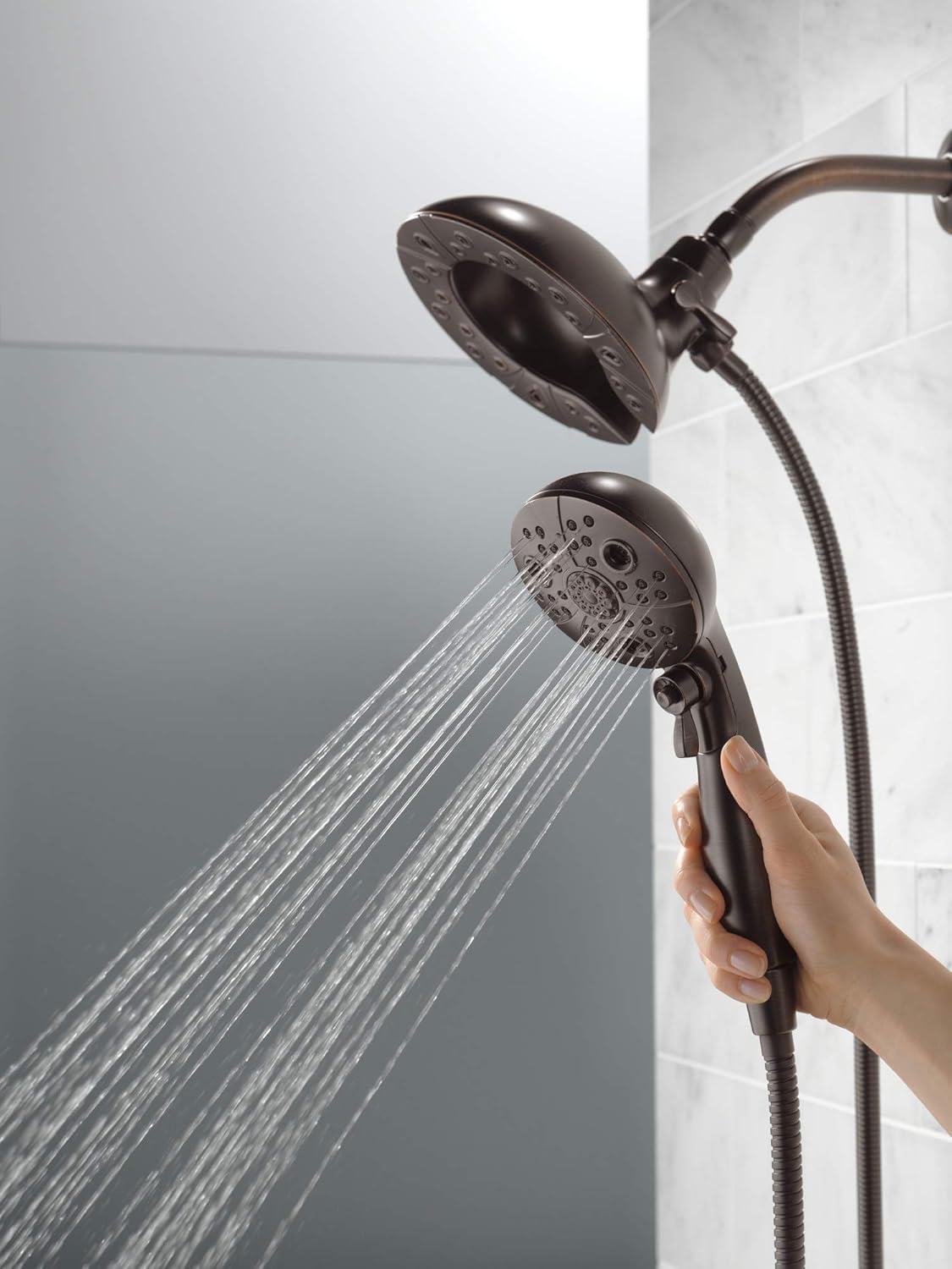 Delta 5-Spray In2ition Dual Shower Head with Handheld Spray and Hose