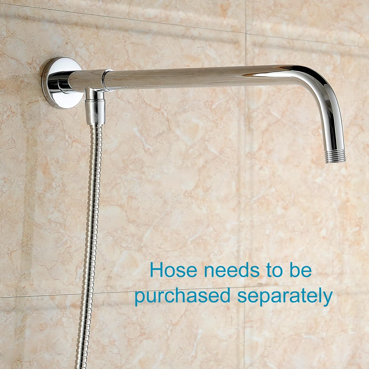 Chrome Copper Shower Arm 16 Inches Right Angle Wall Mount