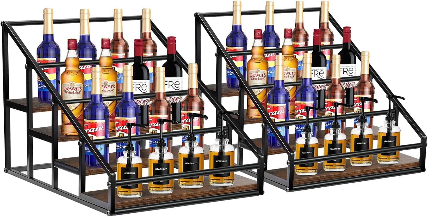 YQBRAO Coffee Syrup Rack Organizer 2 Pack 4 Tier