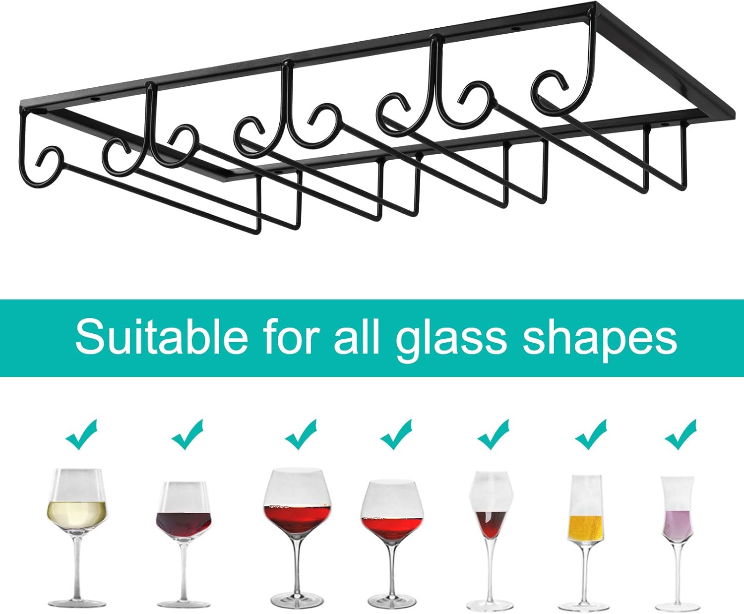 MOCOUM Stemware Rack Under Cabinet 4 Rows 2 Pack