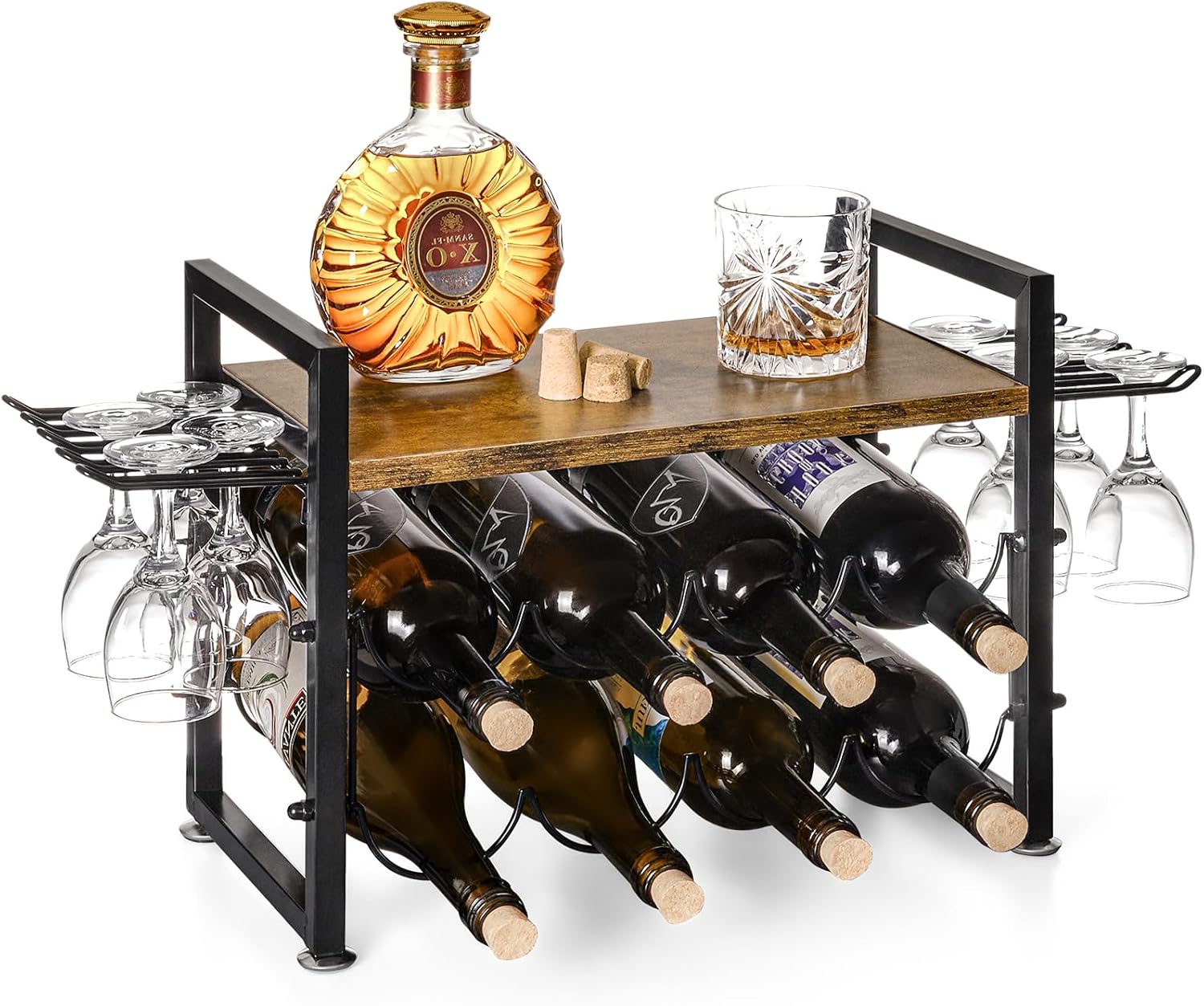 Vilaxing Countertop Wine Rack 8 Bottles 12 Glasses 1