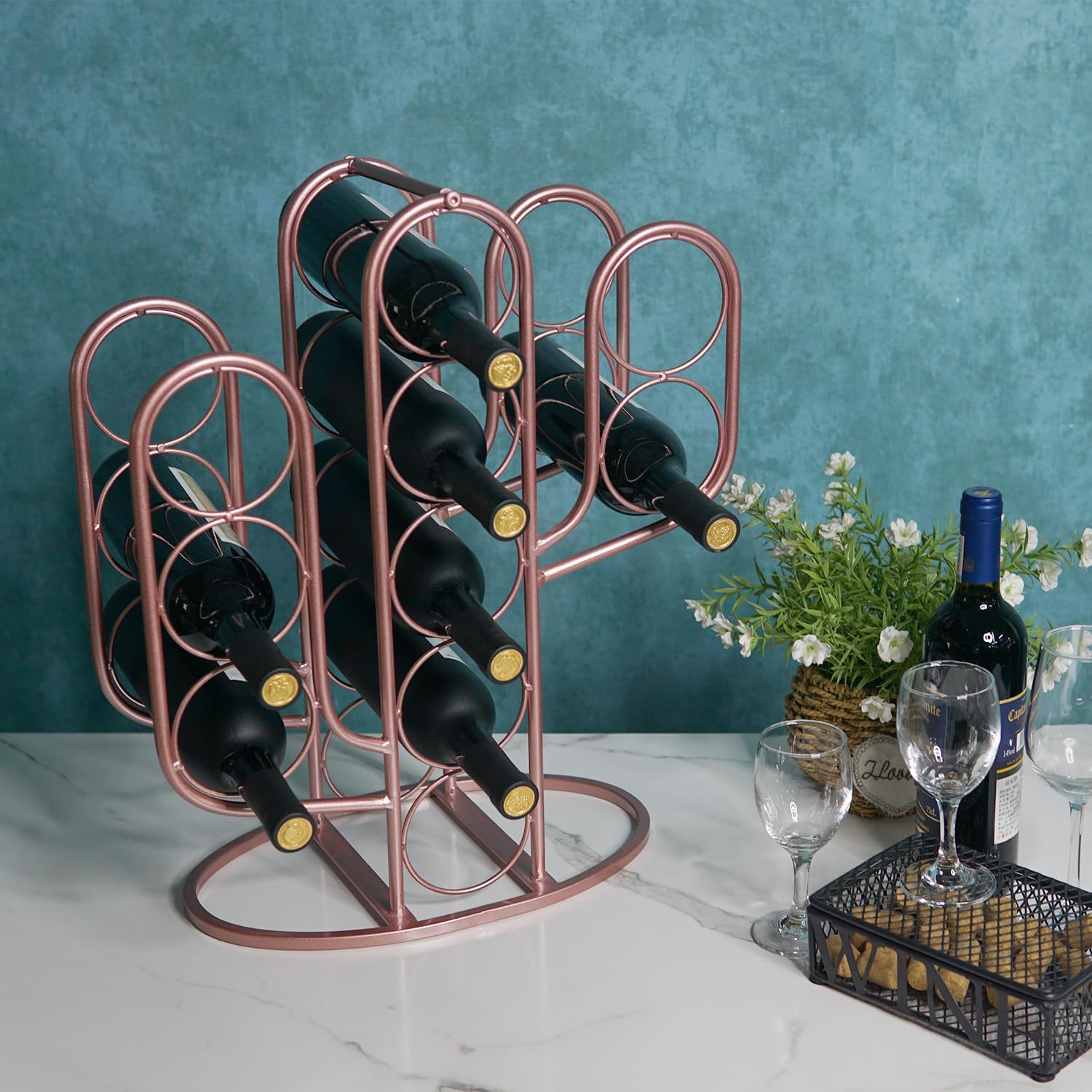 Mandaiter 10 Bottles Wine Rack with Cactus Design