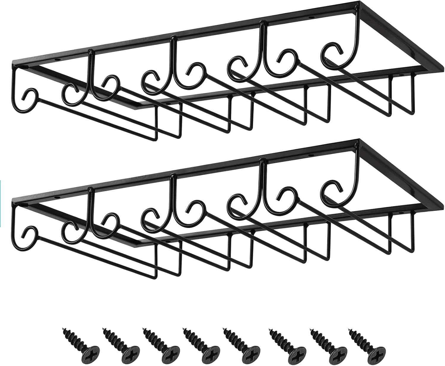 MOCOUM Stemware Rack Under Cabinet 4 Rows 2 Pack