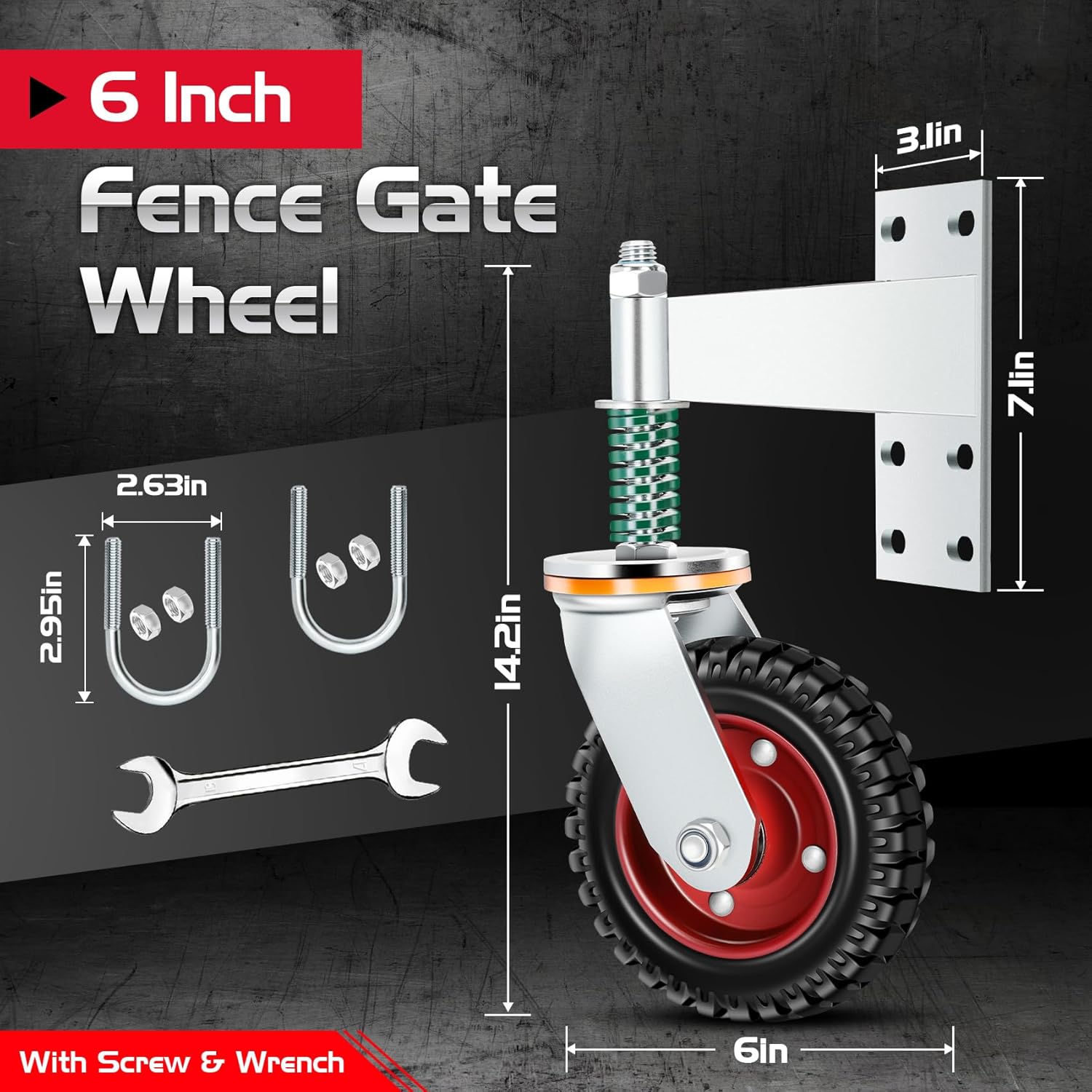 6 Inch Heavy Duty Fence Gate Wheel with 360 Degree Rotation