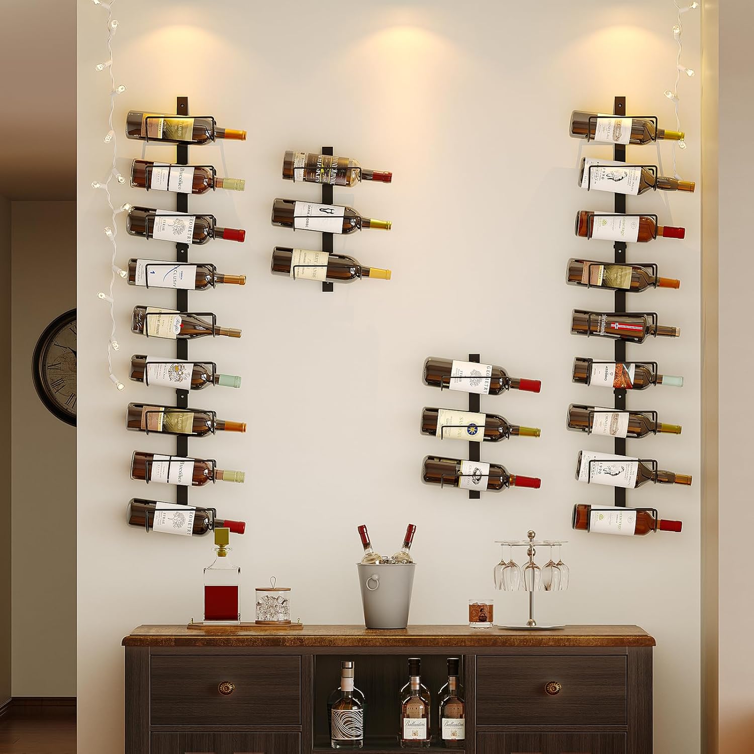 Sonyabecca 9 Bottle Wall Wine Rack - Detachable Organizer for Kitchen Pantry Bar