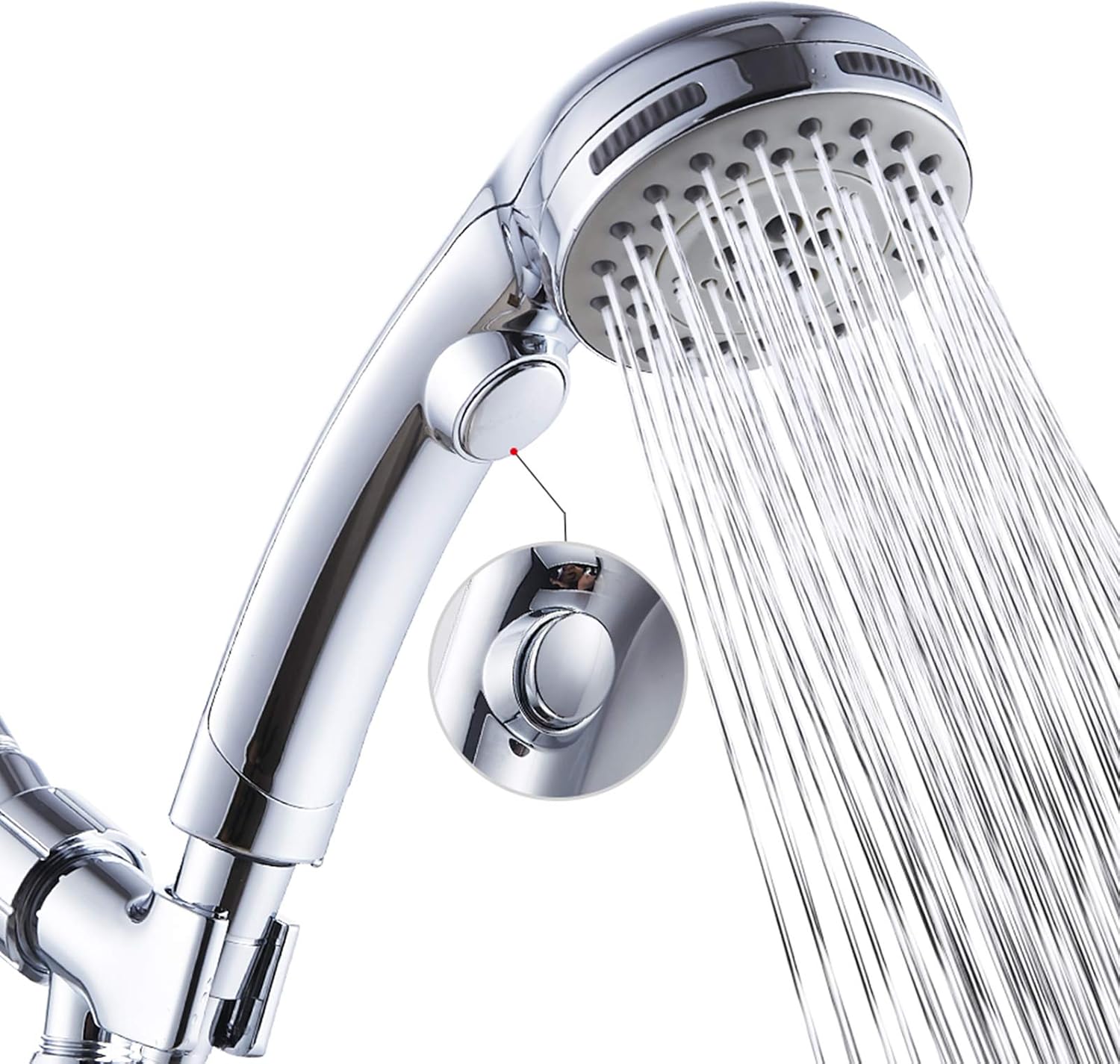 DOILIESE High Pressure 6-Setting Handheld Shower Head with Pause Spa Mode