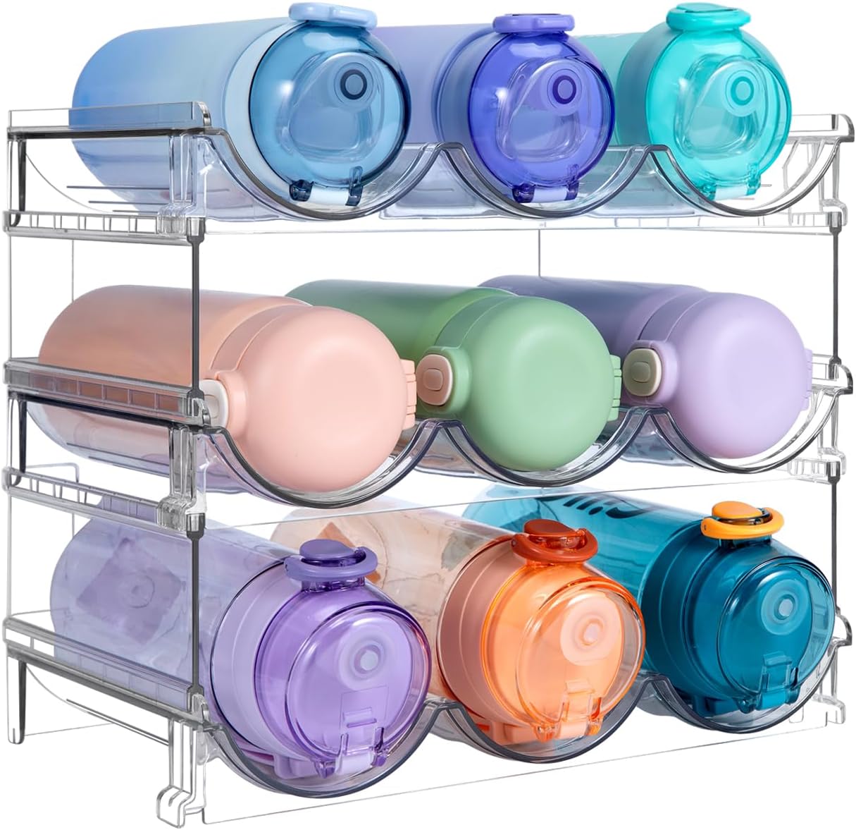 3 Pack Stackable Water Bottle Organizer for Kitchen Storage