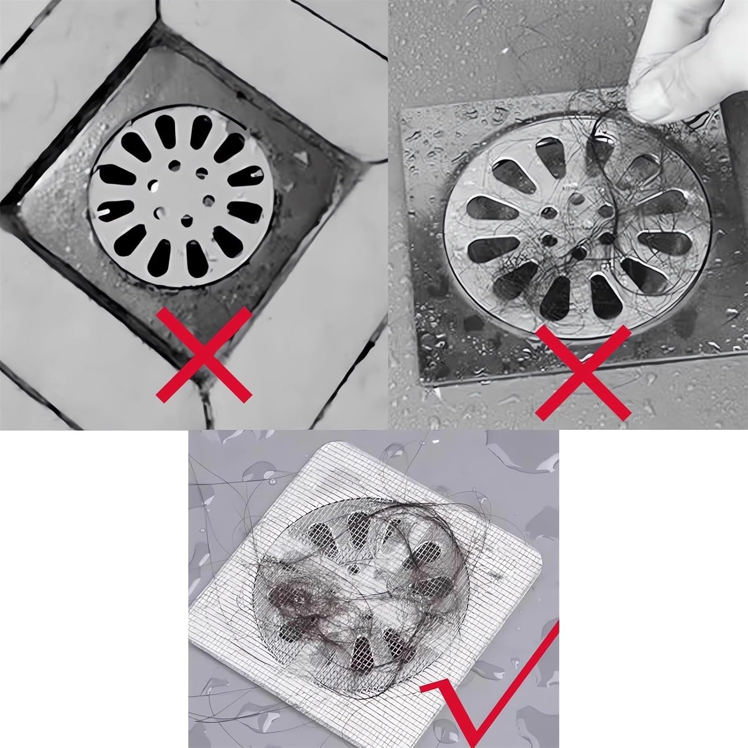 GYLCTOM Shower Drain Hair Catcher - 30PC Disposable Flat Mesh Sticker