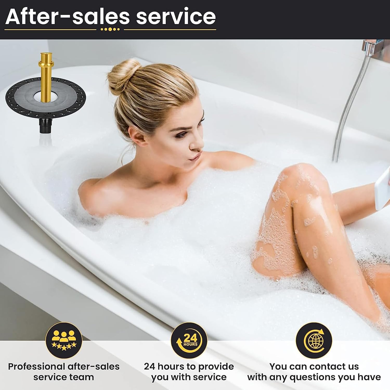 Freestanding Tub Drain Mounting Kit with ABS Adapter and Brass Liner