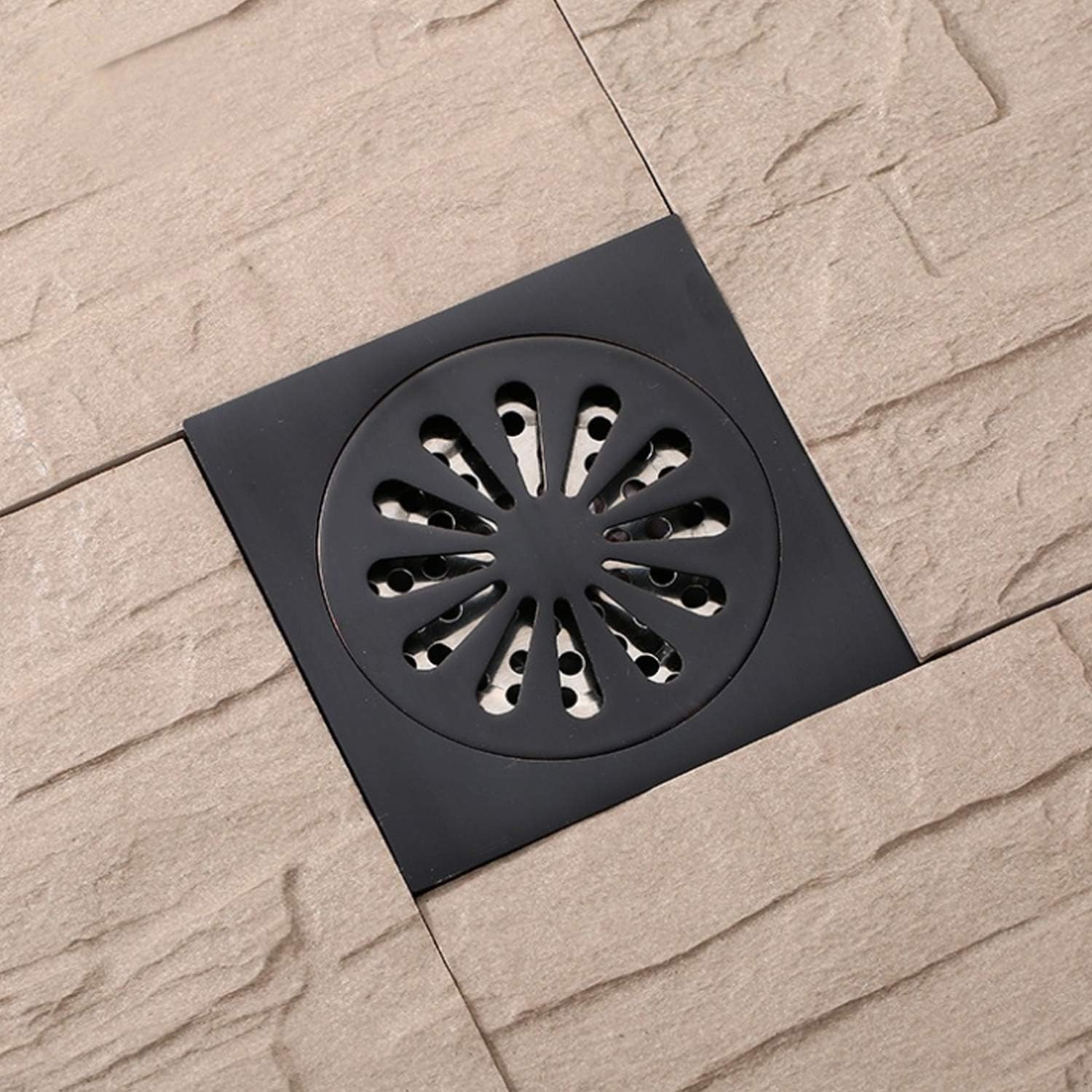 Antrader Odor-Proof Floor Drain Matte Black 4-inch Square 1