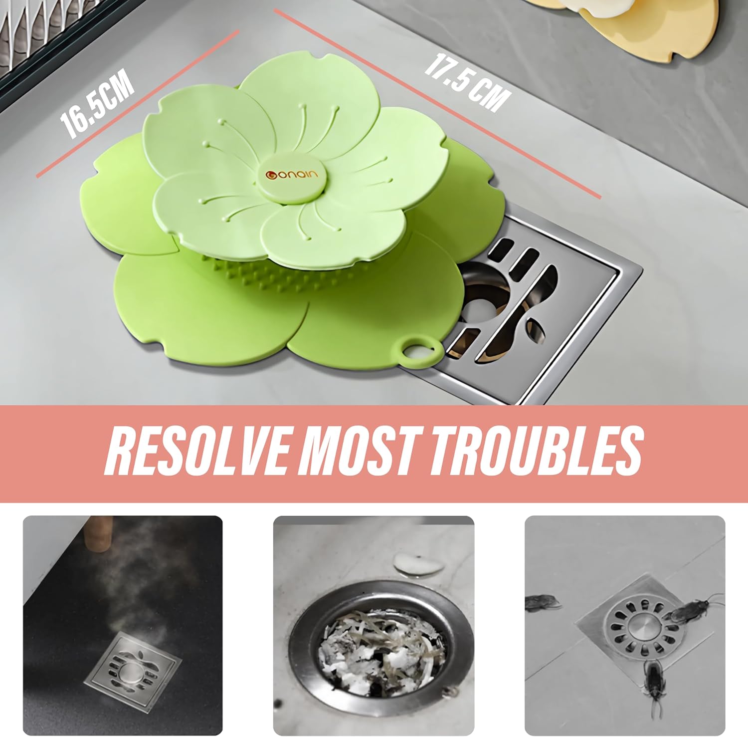AYXX Anti-Odor Petal Hair Drain Catcher 4 Pack