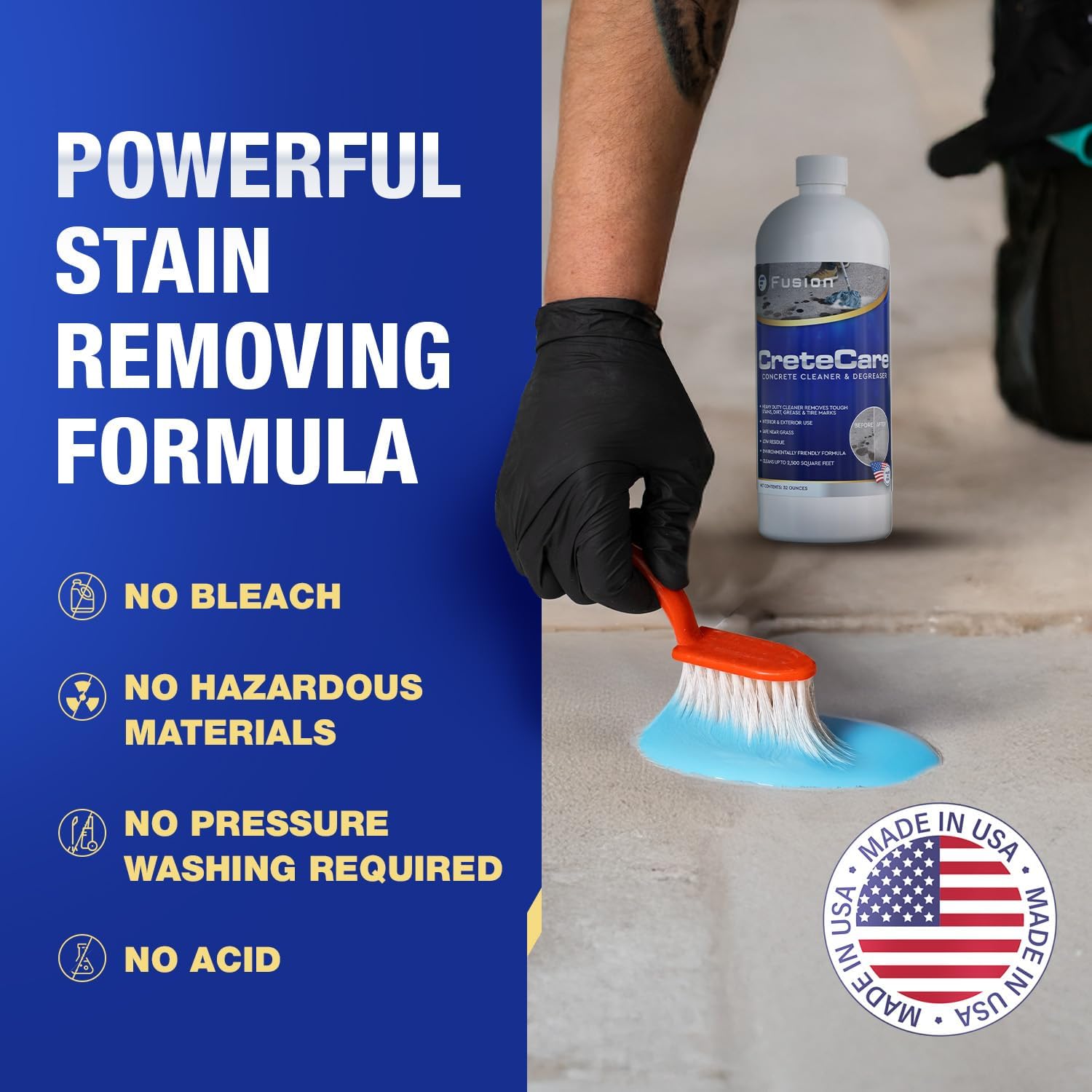 Fusion CreteCare Ultimate Concrete Cleaner and Driveway Oil Stain Remover 128 Fl Oz