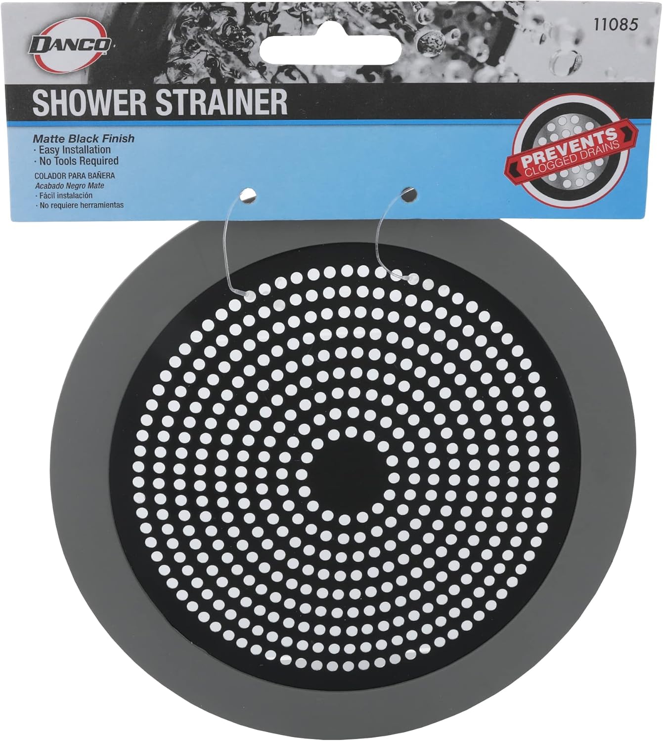 Danco 11085 Shower Drain Strainer Matte Black 5-34 Inch