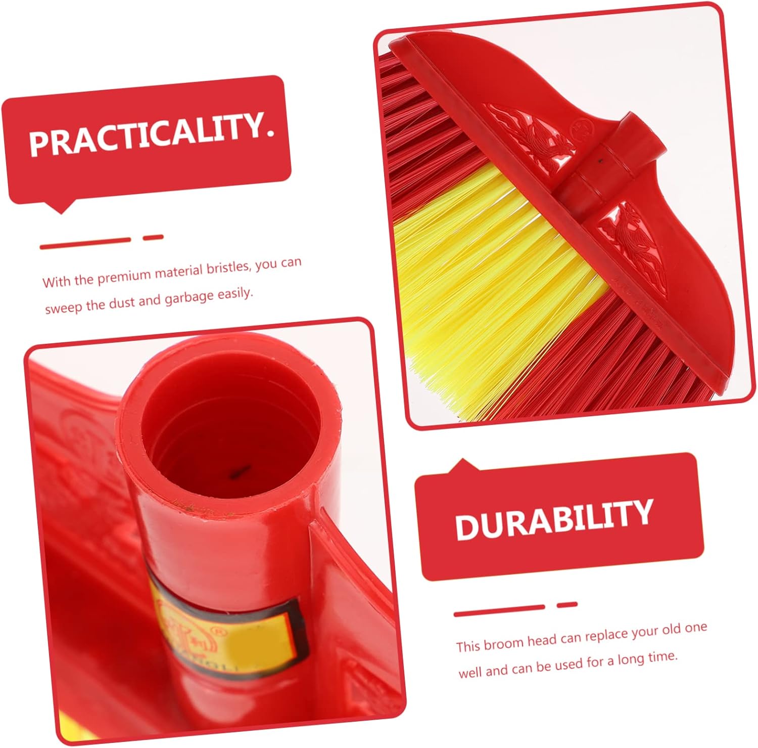 CALLARON Plastic Broom Head Replacement for Household Cleaning