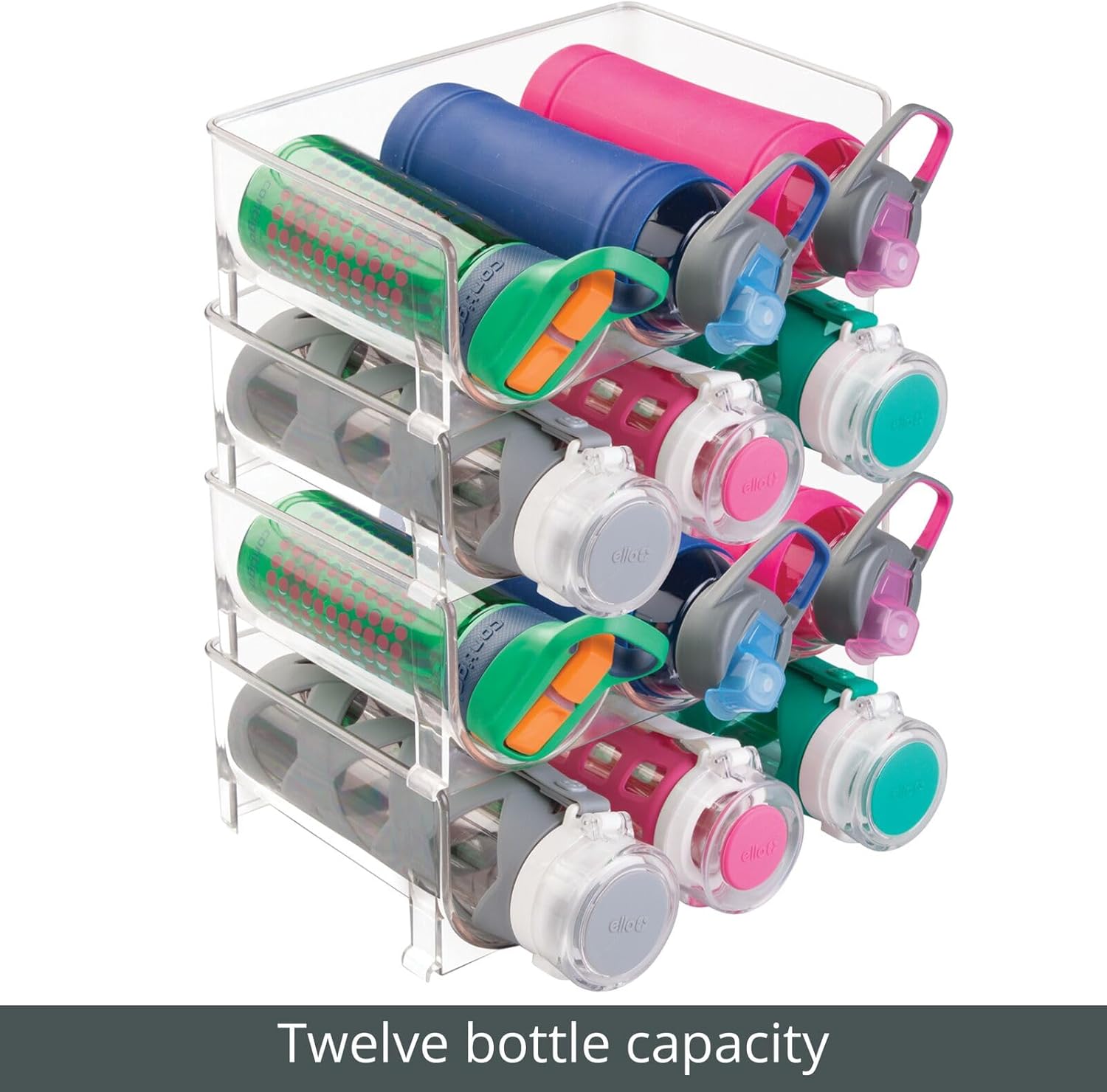 mDesign Clear Stackable 3 Bottle Holder - 4 Pack