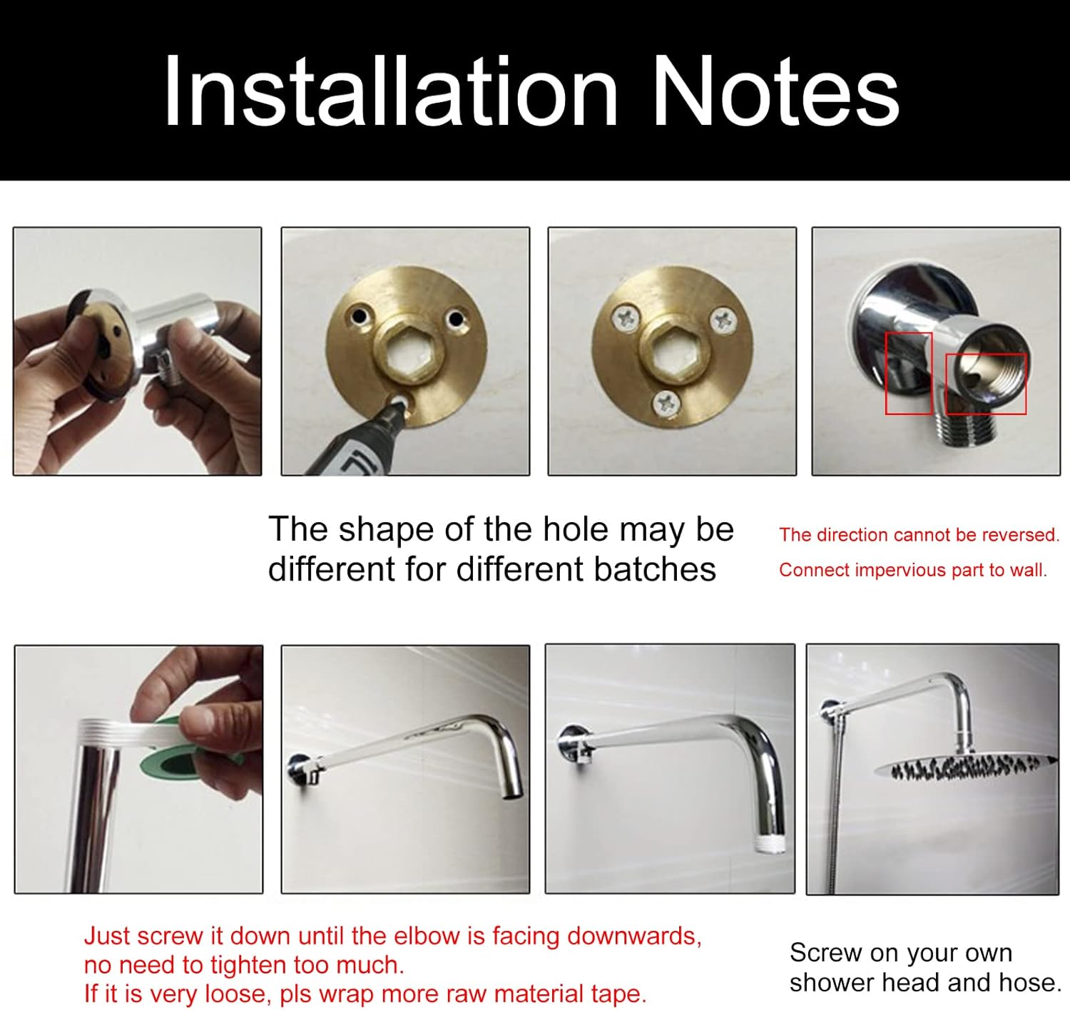 Chrome Copper Shower Arm 16 Inches Right Angle Wall Mount