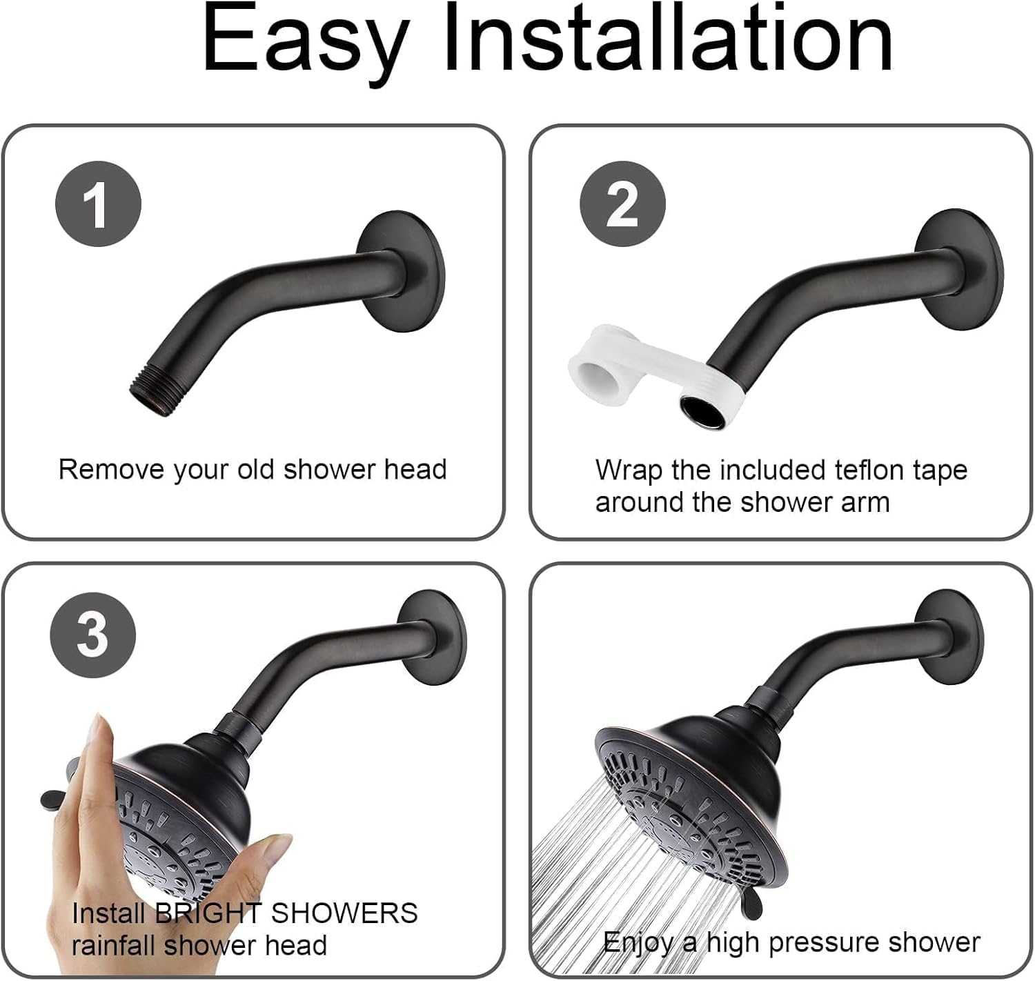 BRIGHT SHOWERS High Pressure Showerhead with 5 Spray Settings