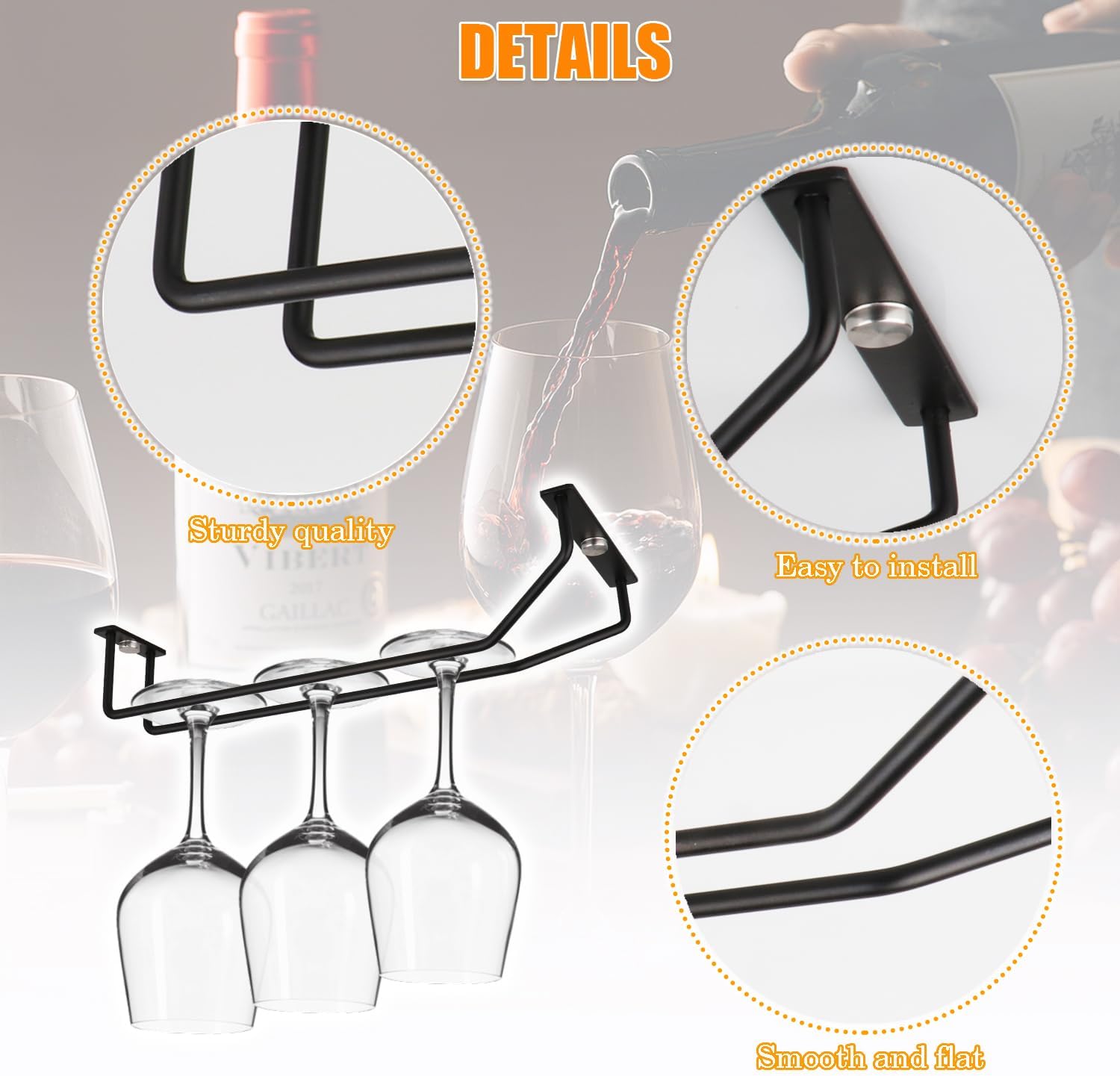 Yimerlen 108 Inch Wine Glass Rack 2 Pack