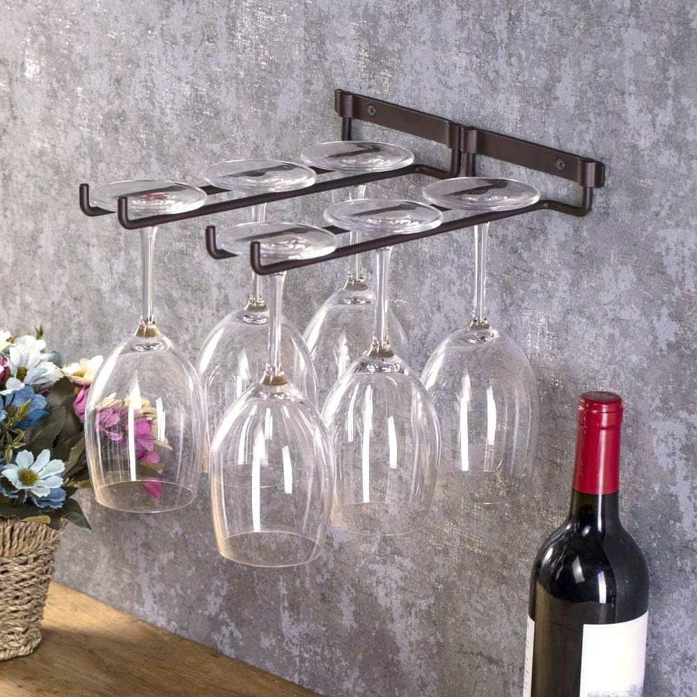 Wall Mounted Wine Glass Rack with Screws for Kitchen Bar Storage