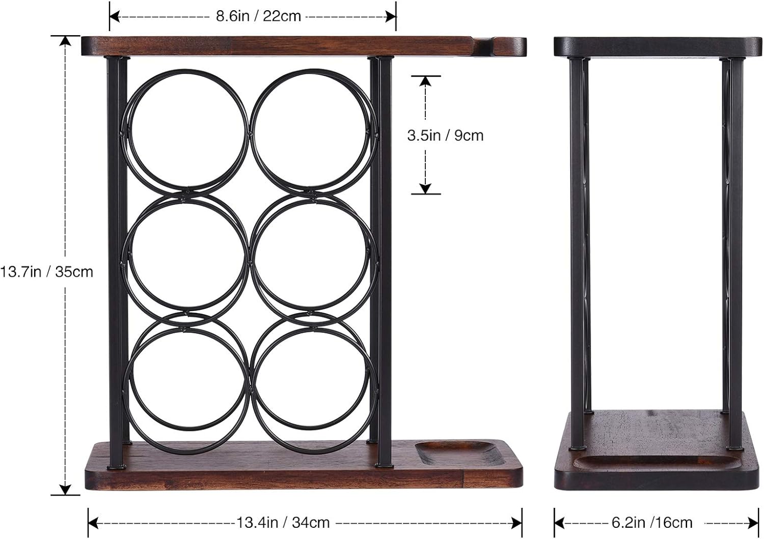 ALLCENER 6-Bottle Wine Rack with Glass Holder
