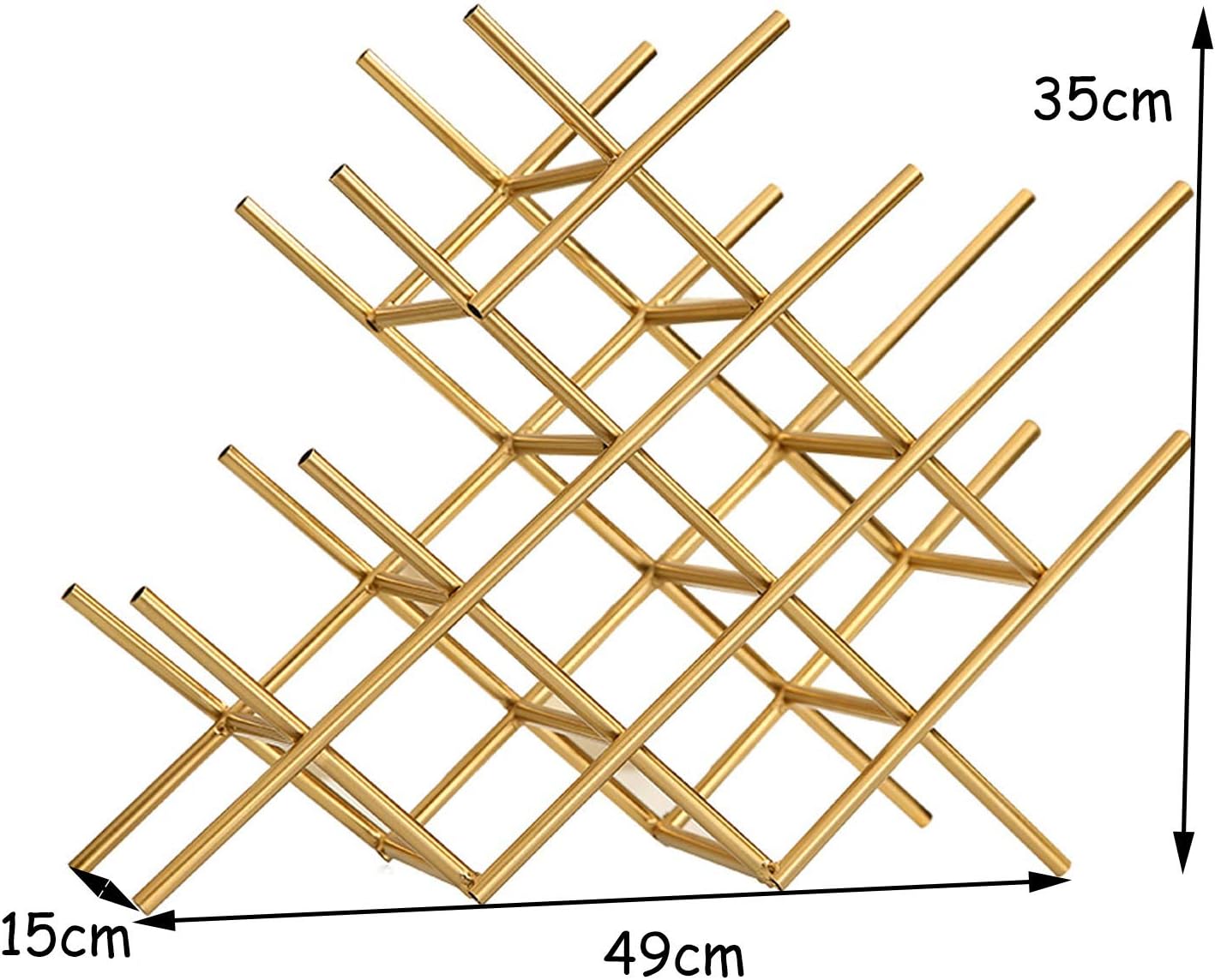 BOCbco Gold Wine Rack Holds 13 Bottles Tabletop