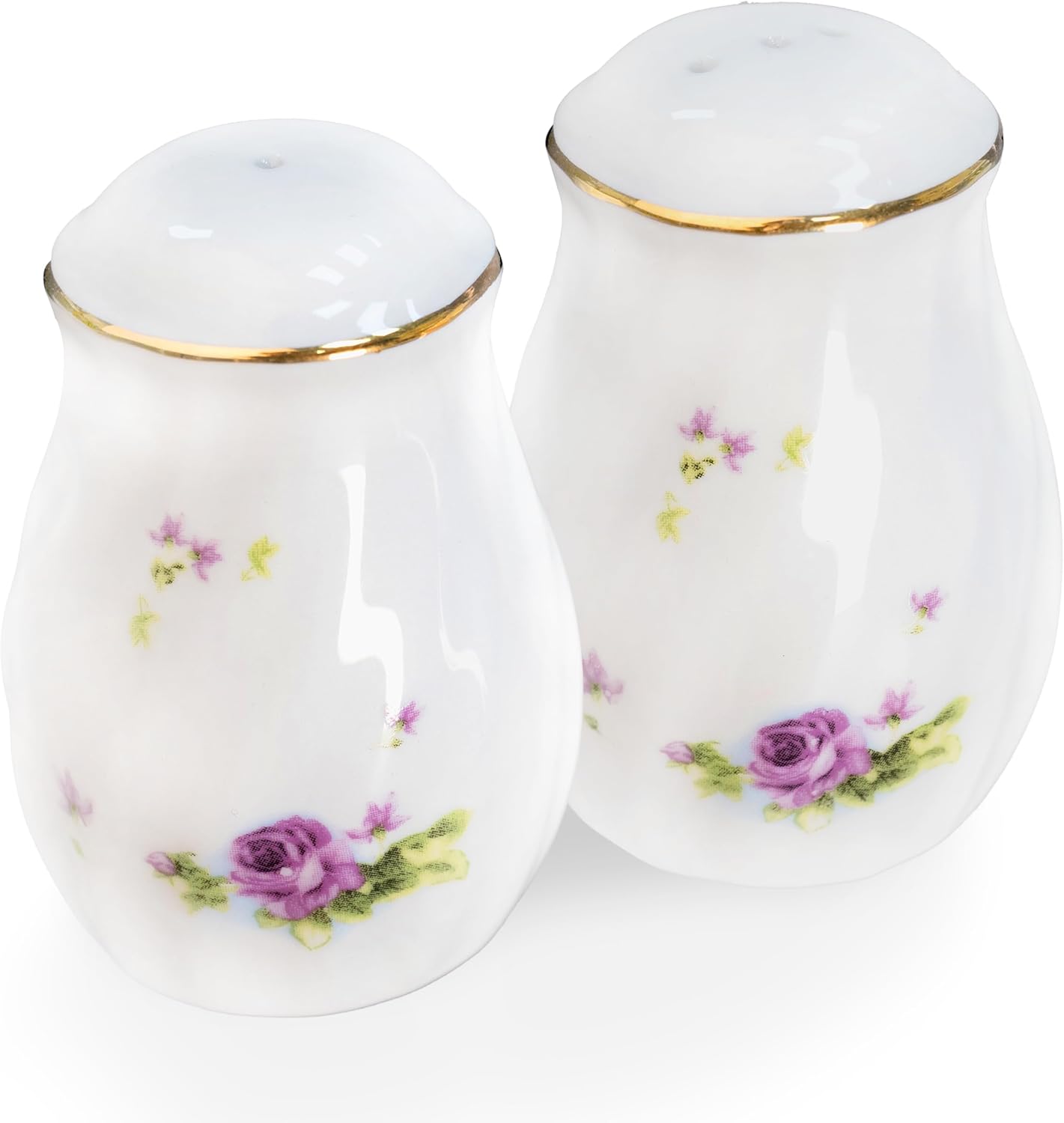Lynns Paradise Lucinda Purple Gold Salt Pepper Shakers Set of 2