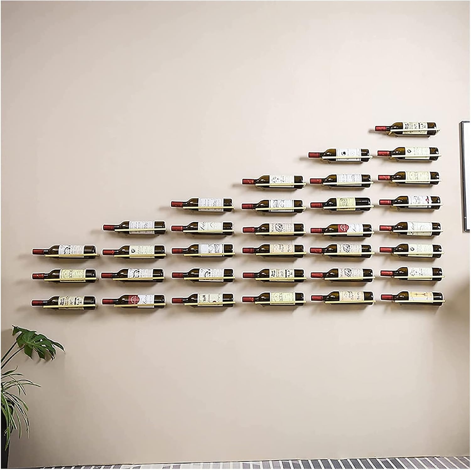 ALDEPO Gold Wine Rack Wall Mount Holder 80X30X45CM