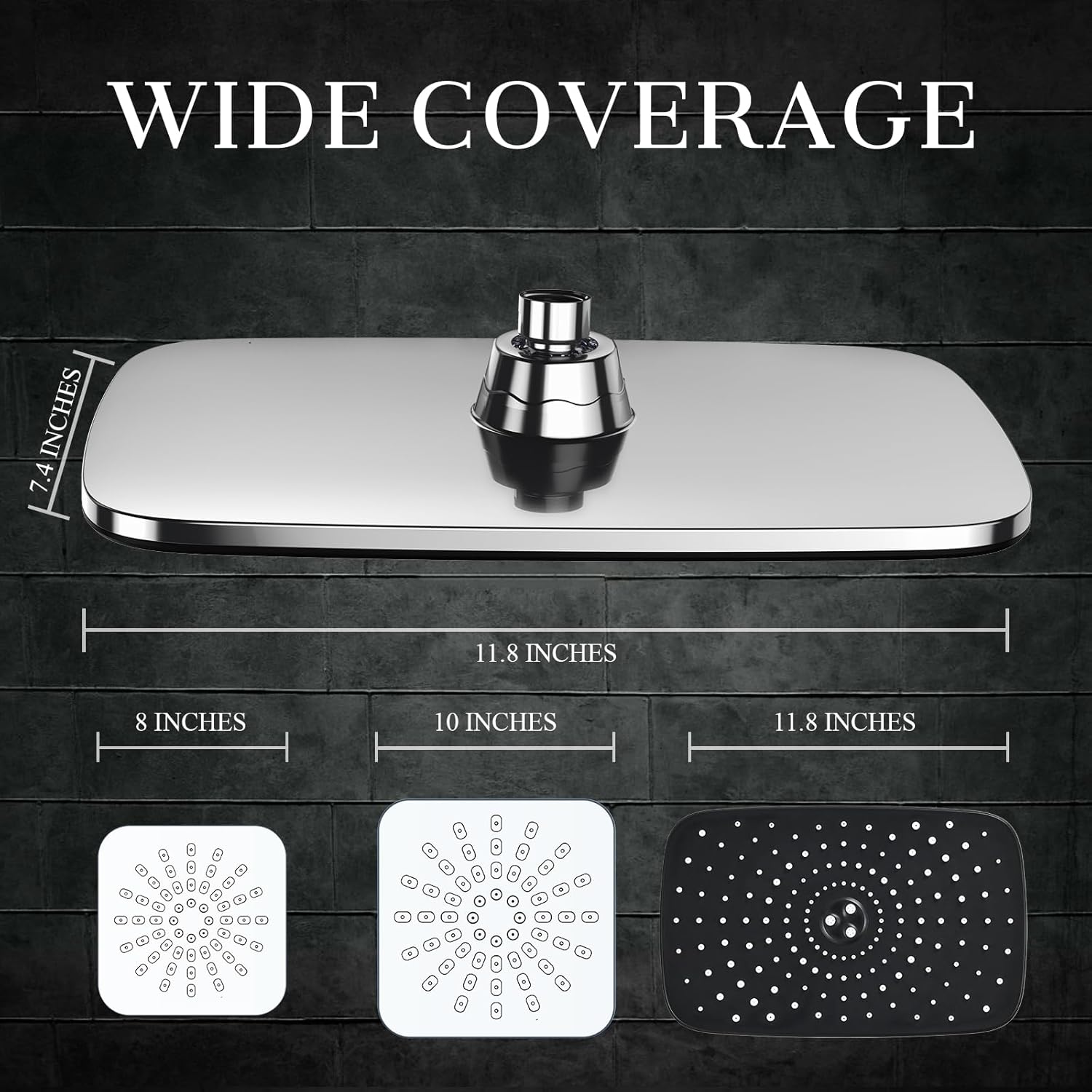 Veken 118 Inch Shower Head with 6 Modes and Adjustable Slide Bar