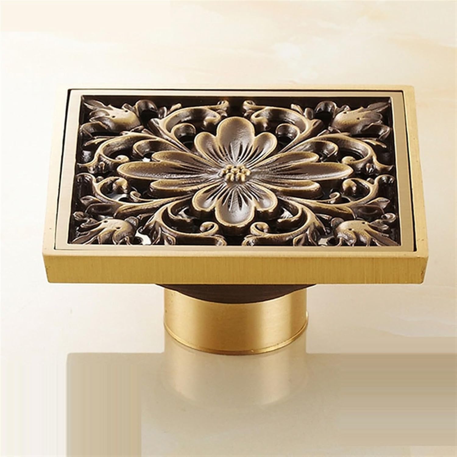 Antique Brass Carved Floor Drain 100mmx100mm YT-2111 1Pcs