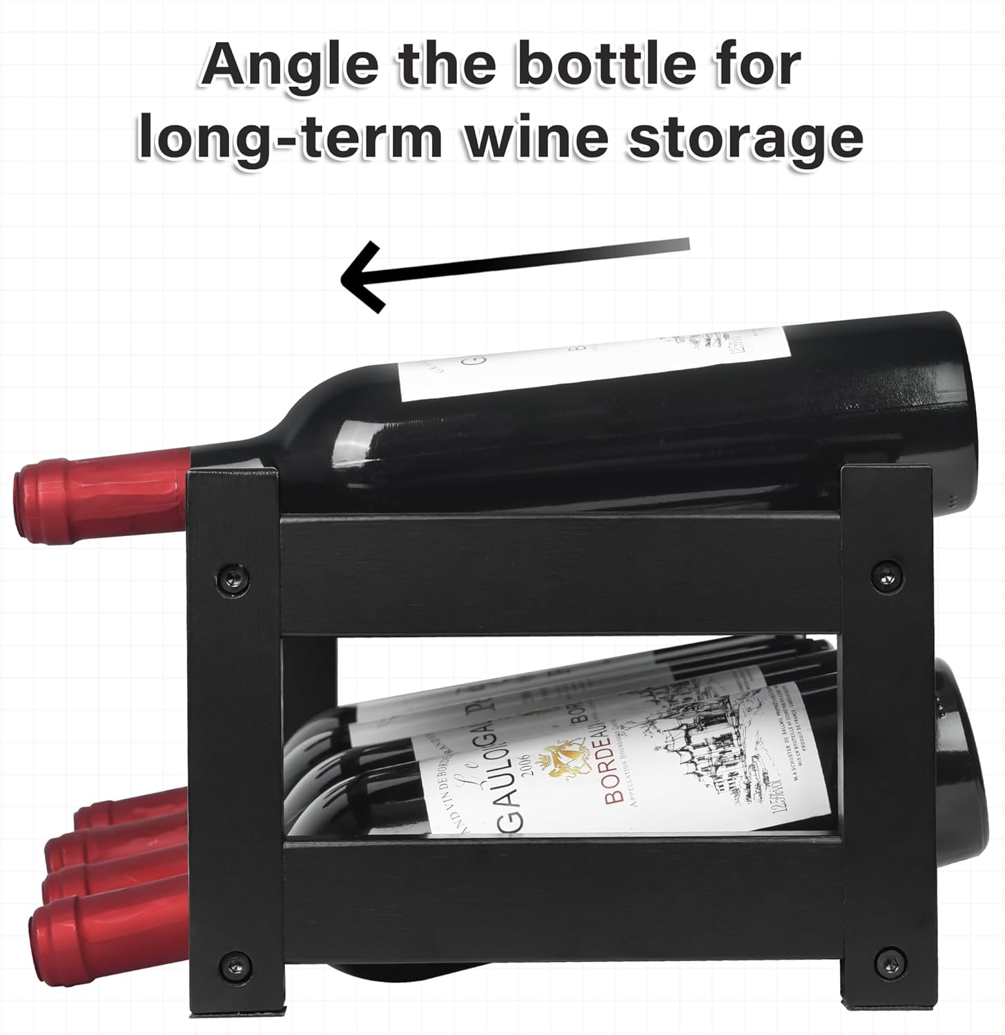 VASMIA Bamboo Wine Rack 2-Tier Black