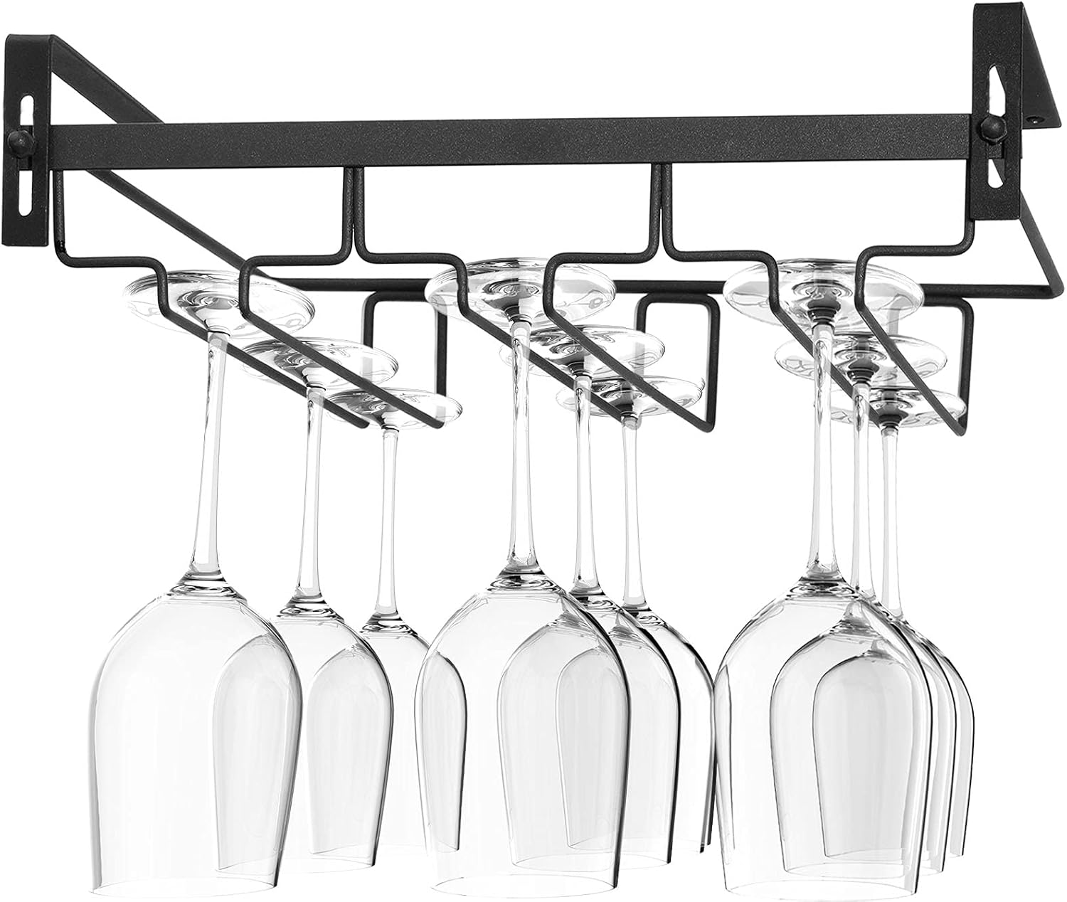 Kamehame Wine Glass Rack Under Cabinet 3 Rows Black