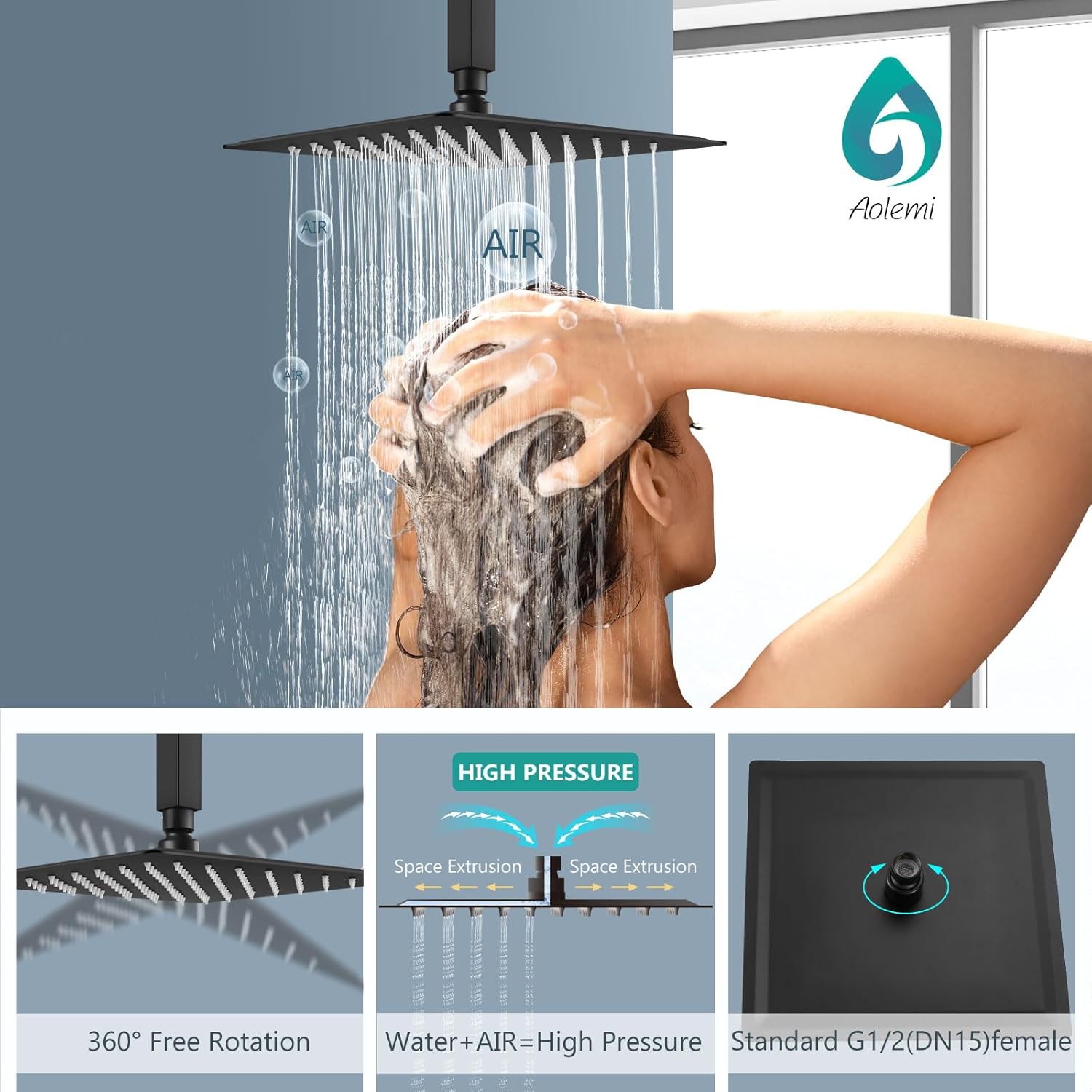Aolemi Ceiling Mount Shower System with Rainfall and Handheld
