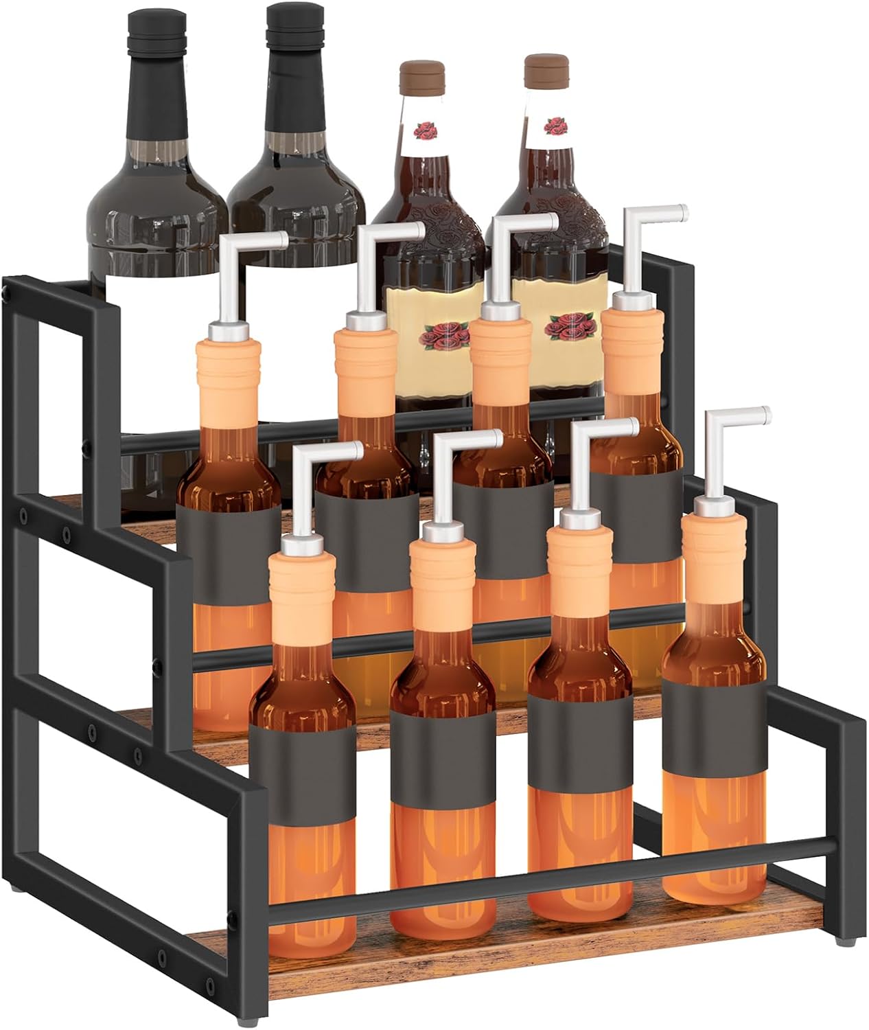 HOOBRO 3-Tier Syrup Rack Organizer for Coffee Bar and Kitchen