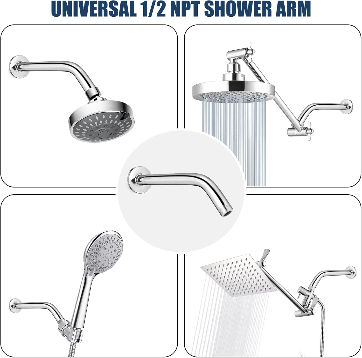 10 Inch Chrome Shower Arm with Flange - Durable Wall Mount Replacement
