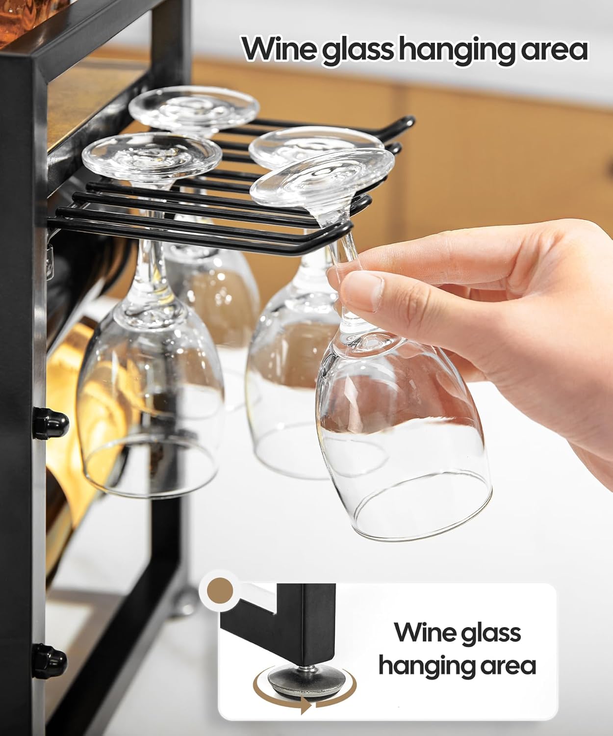 Vilaxing Countertop Wine Rack 8 Bottles 12 Glasses 1