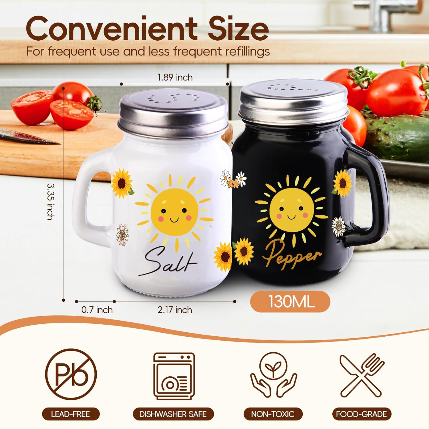 BSEROBS 2-Pack Sunflower Salt Pepper Shakers