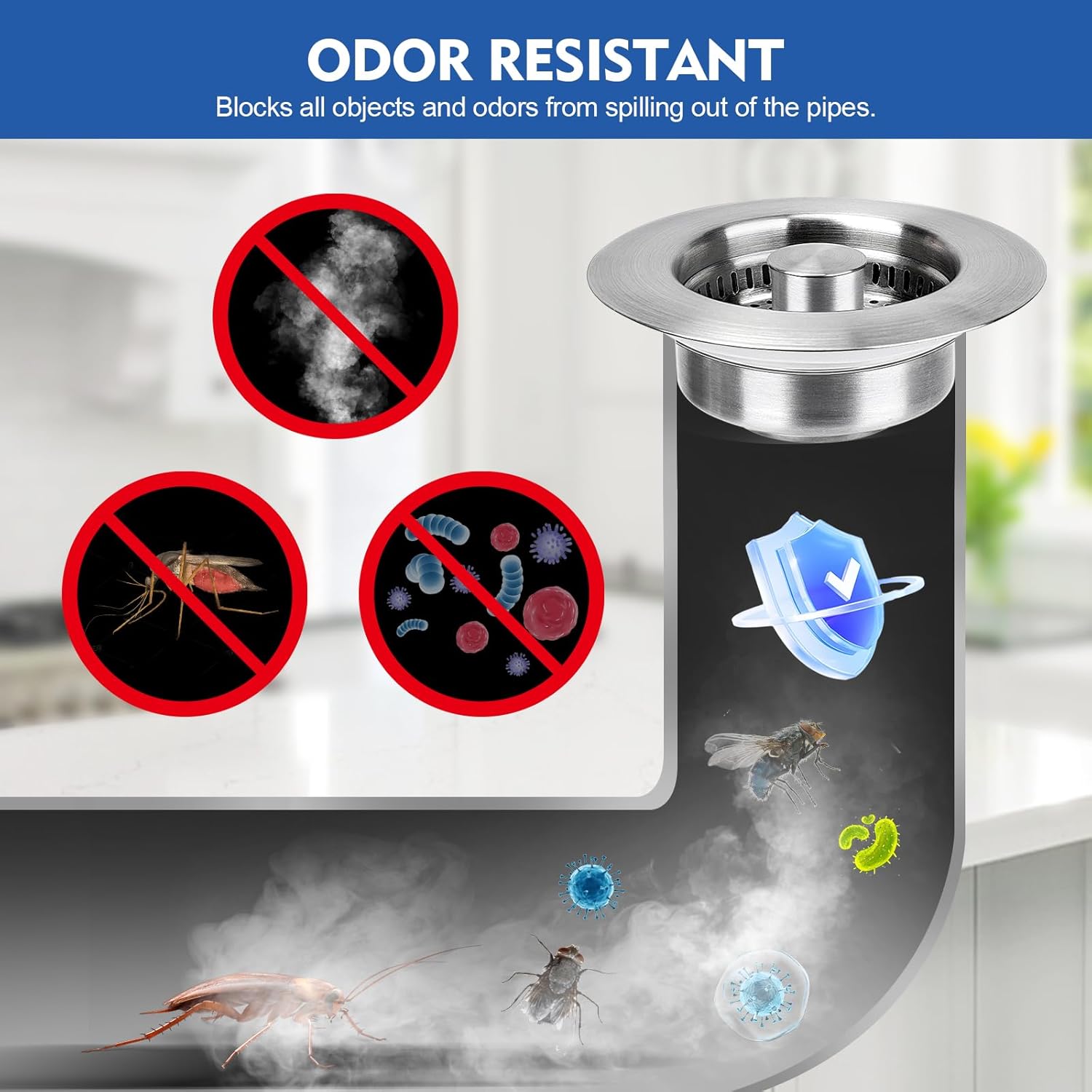 WarmSpray 3 in 1 Kitchen Sink Drain Strainer