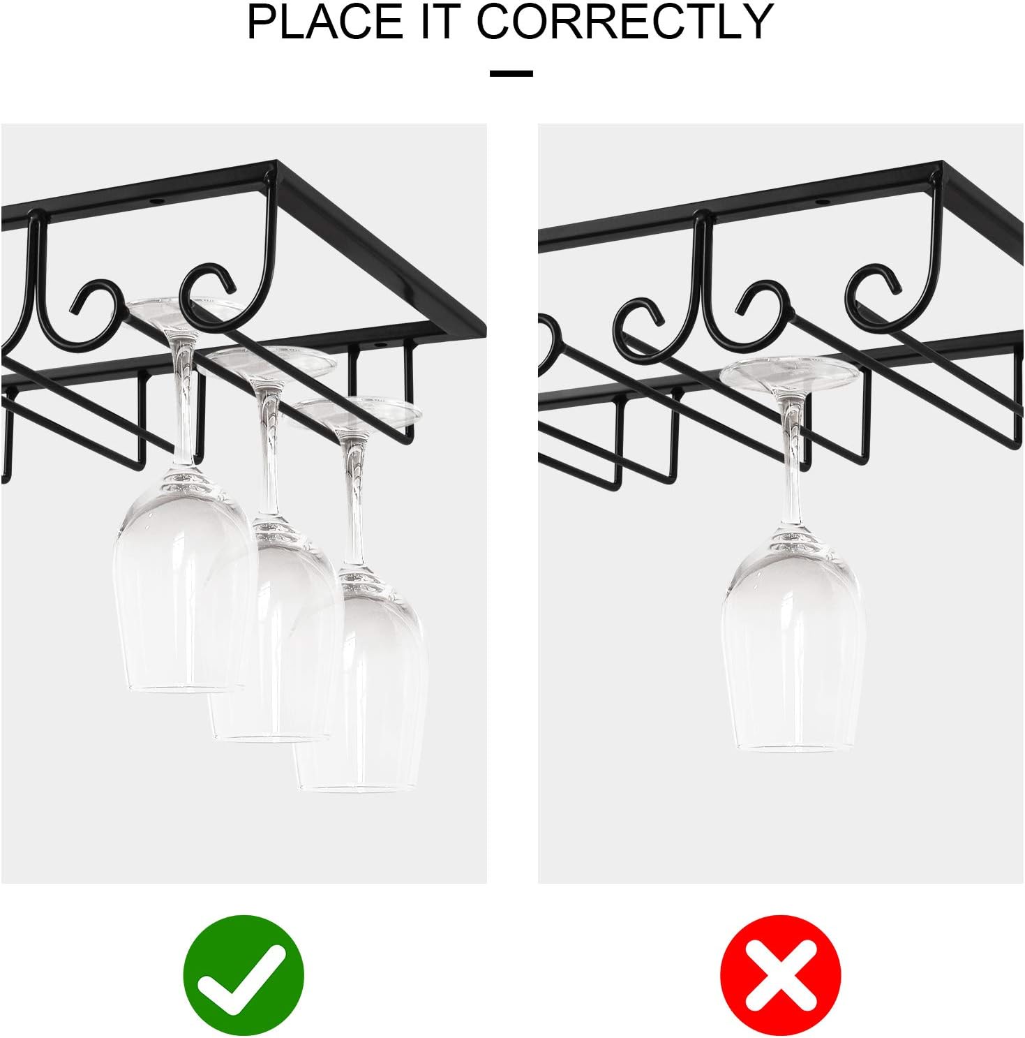 MOCOUM Stemware Rack Under Cabinet 4 Rows 2 Pack